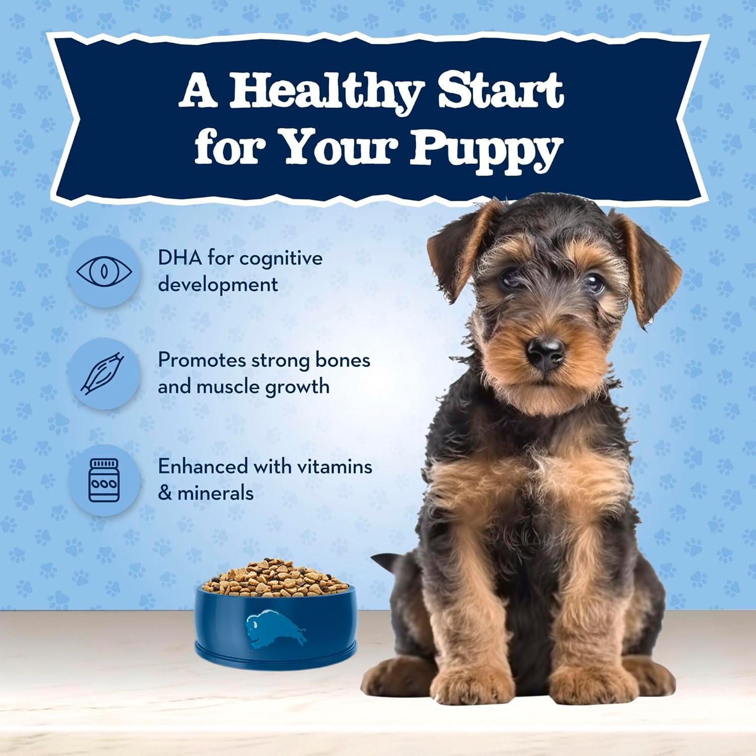 Blue Buffalo Baby Blue Natural Dry Food for Puppies, Healthy Growth Formula with DHA, Savory Chicken Recipe, 24-lb Bag