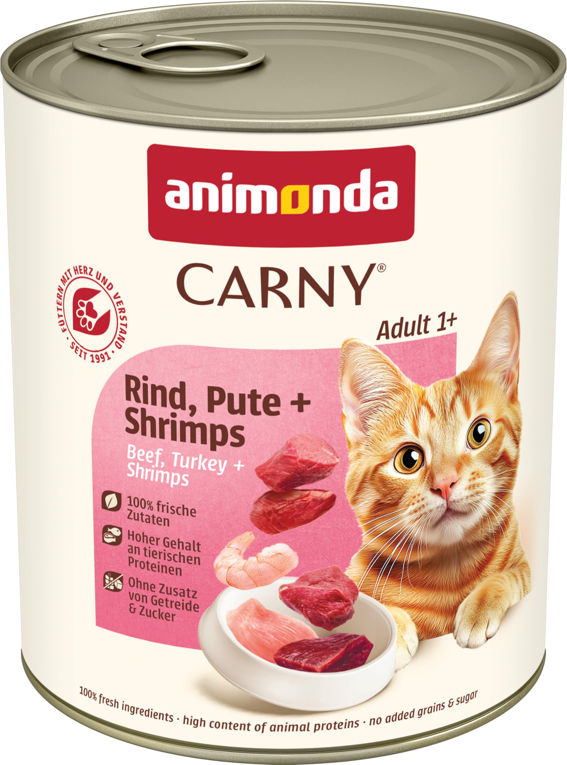 animonda Carny Adult Huhn + Lachs (6 x 400 g), Katzennassfutter für ausgewachsene Katzen, Nassfutter mit 100 % frischen, fleischlichen Zutaten, Katzenfutter ohne Getreide und Zucker