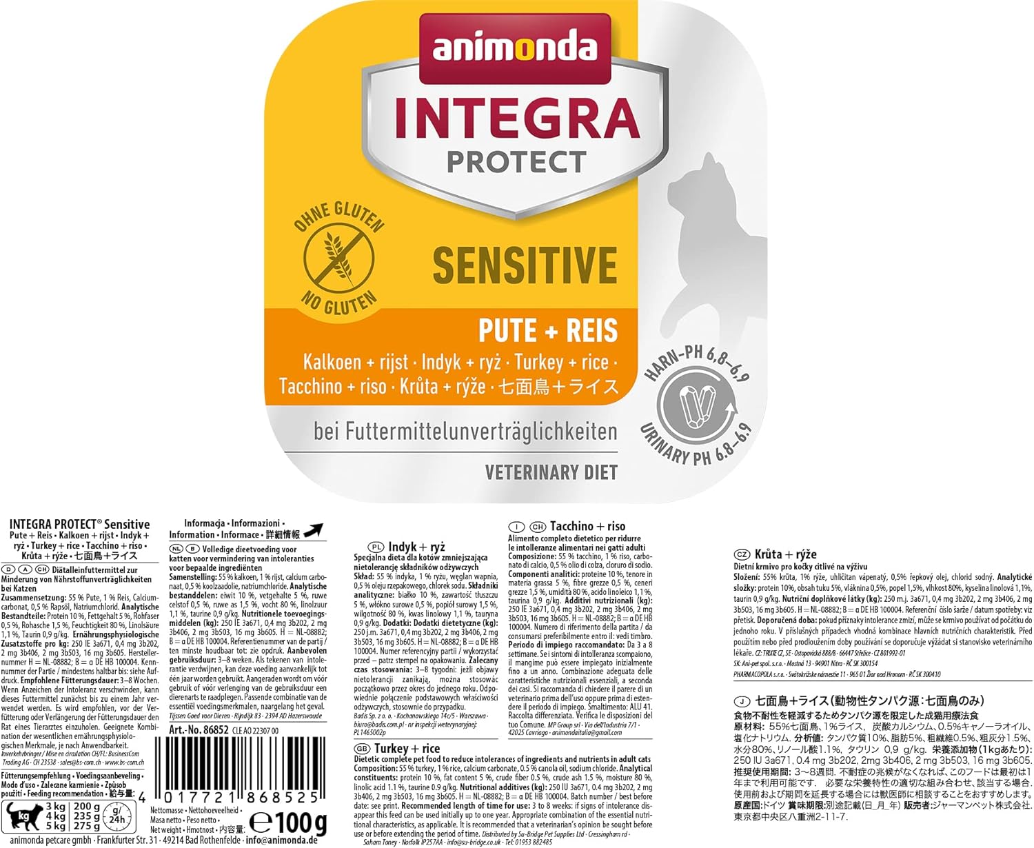 animonda INTEGRA PROTECT Sensitive Huhn Pur (16 x 100 g), Katzen Diätfutter bei Futtermittelallergie, sensitives Katzenfutter für allergische Katzen, Katzennassfutter ohne Getreide