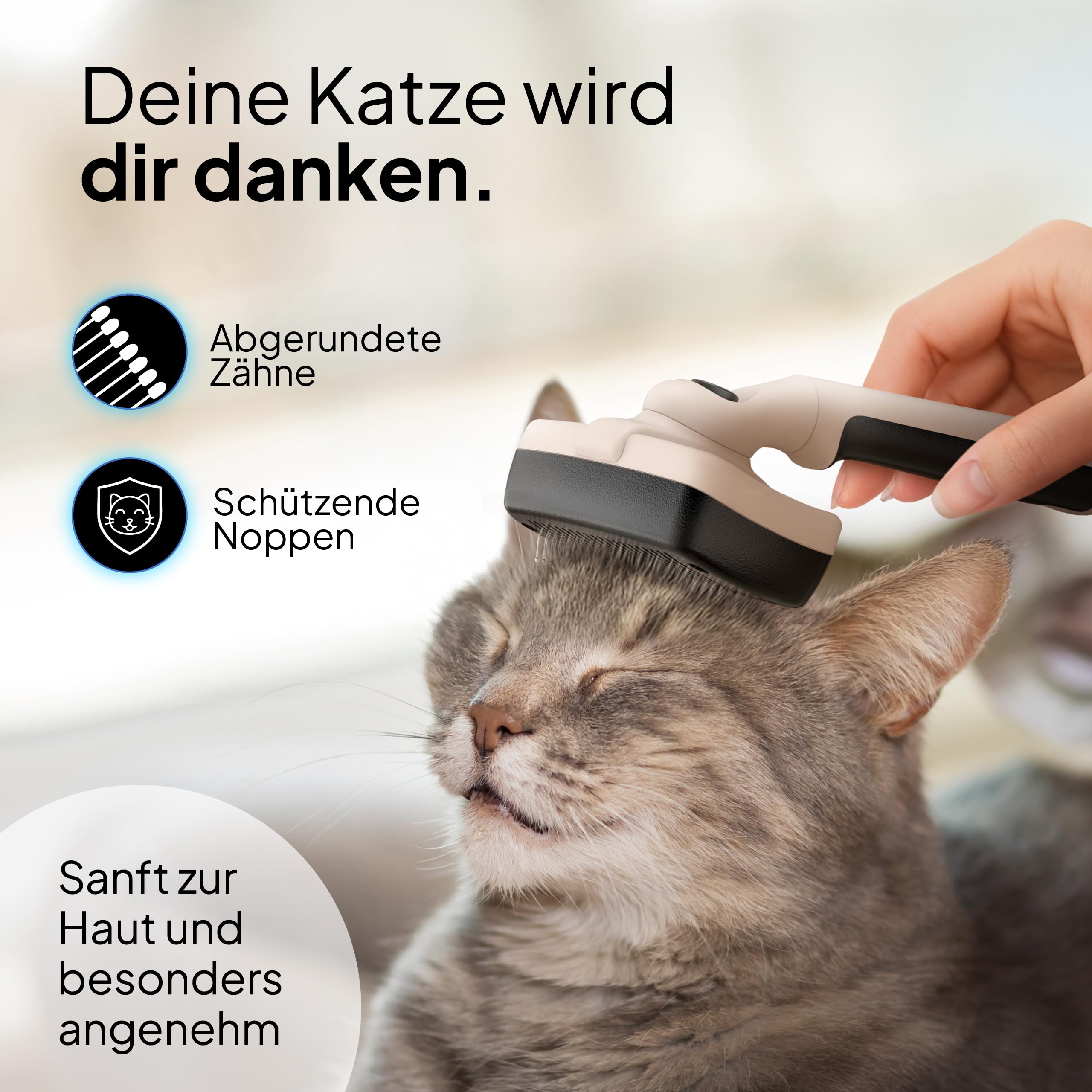Pretty Paw Katzenbürsten Set mit Zupfbürste & Katzenkamm – Sanfte Fellpflege für Kurzhaar- & Langhaarkatzen, entfernt lose Haare und Unterwolle