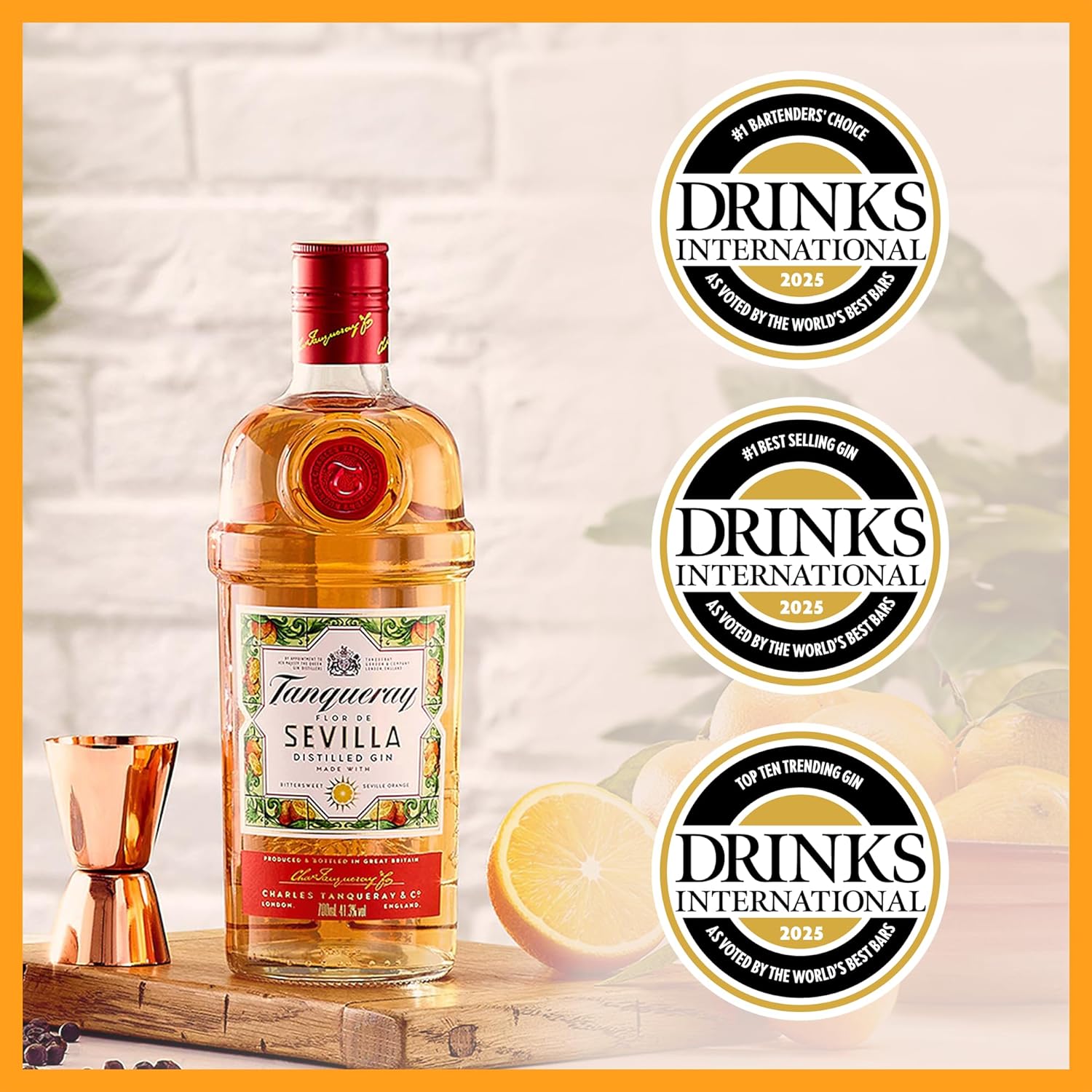Tanqueray London Dry Gin | aromatischer Gin | 4-fach destilliert auf englischem Boden | 43,1% vol | 1000ml Einzelflasche