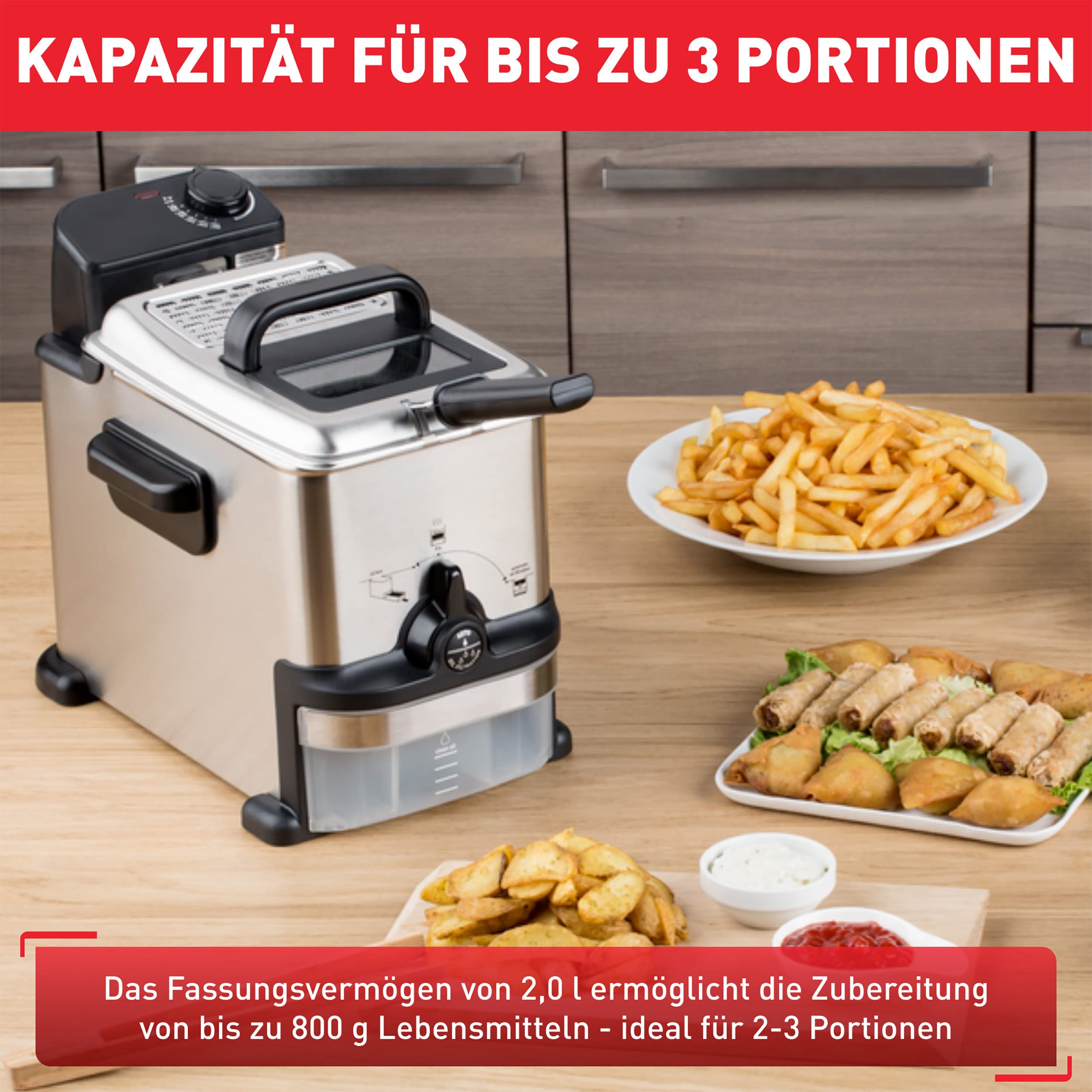Tefal Oleoclean Pro Fritteuse 3,5L für knusprige Pommes, 2300W Edelstahl Friteuse mit Öl-Filterung, Herausnehmbarer Ölbehälter 1,2kg, Timer & Thermostat, Spülmaschinenfest, Schwarz/Edelstahl