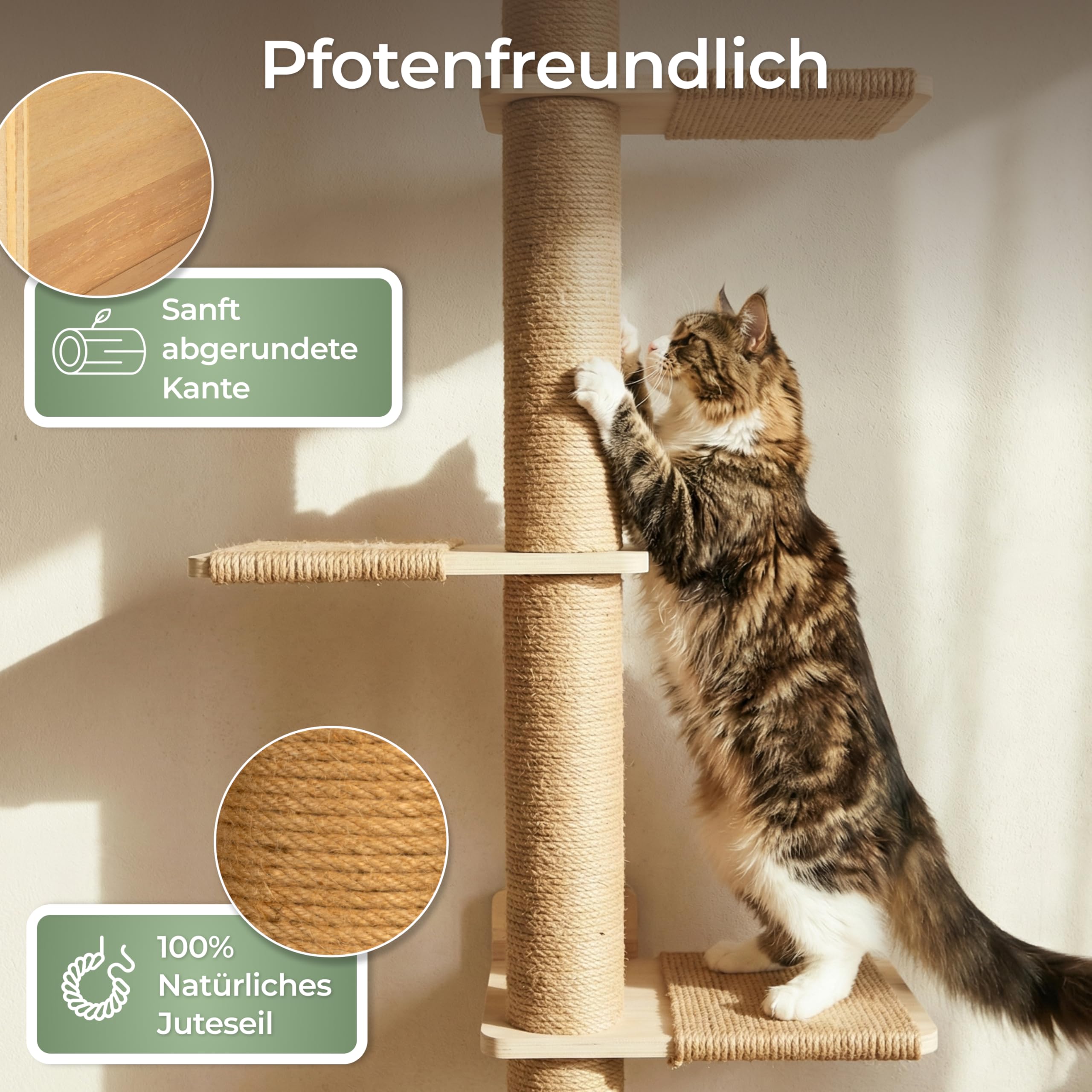 WOOWOOD® 2X Kletterwand Katzen - 3X Katzentreppe Wand [Beste Stabilität] - Kratzbaum Wand, Hängematte Katze, Wandkratzbaum, Katzenmöbel, Katzenwand, Katzen Kletterwand Set (5 teilig)