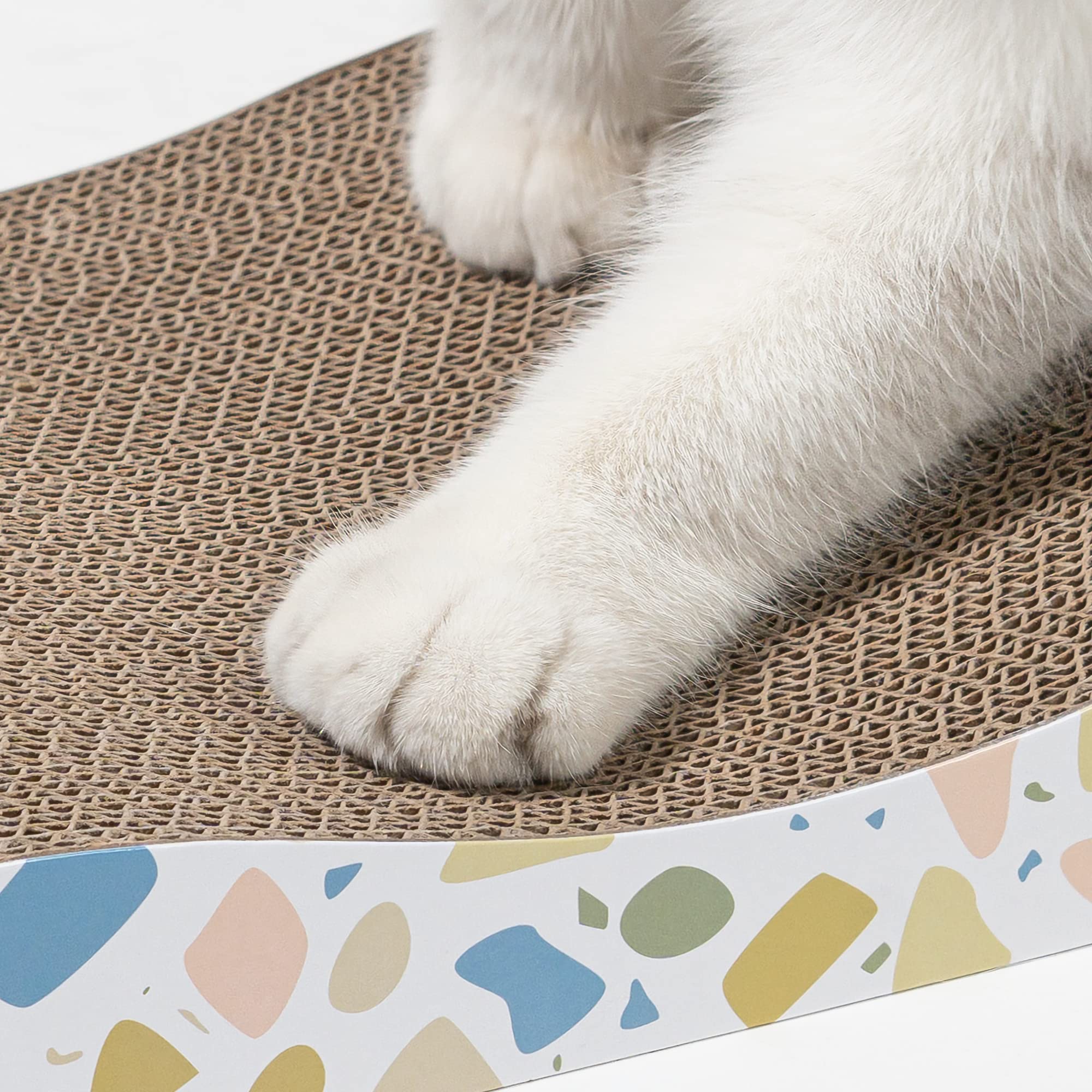 Conlun Kratzbrett für Katzen, 58 cm L-förmige Wandmontage, vertikale Kratzfläche, strapazierfähige Pappe zum Möbelschutz für Wohnungskatzen, Groß,Holzoptik