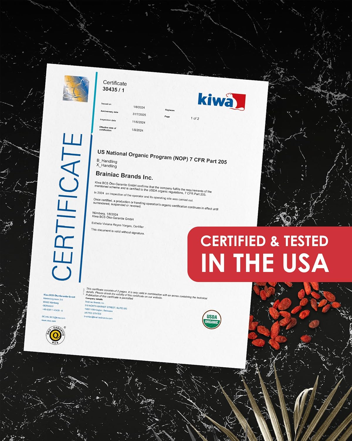 Nutrient Elements Goji Berries – 2 lb/32 oz – USDA Organic, Raw, Sun-Dried, Hand-Picked – Extra Large Dried Berries – Resealable Bag – Naturally Grown, No Additives