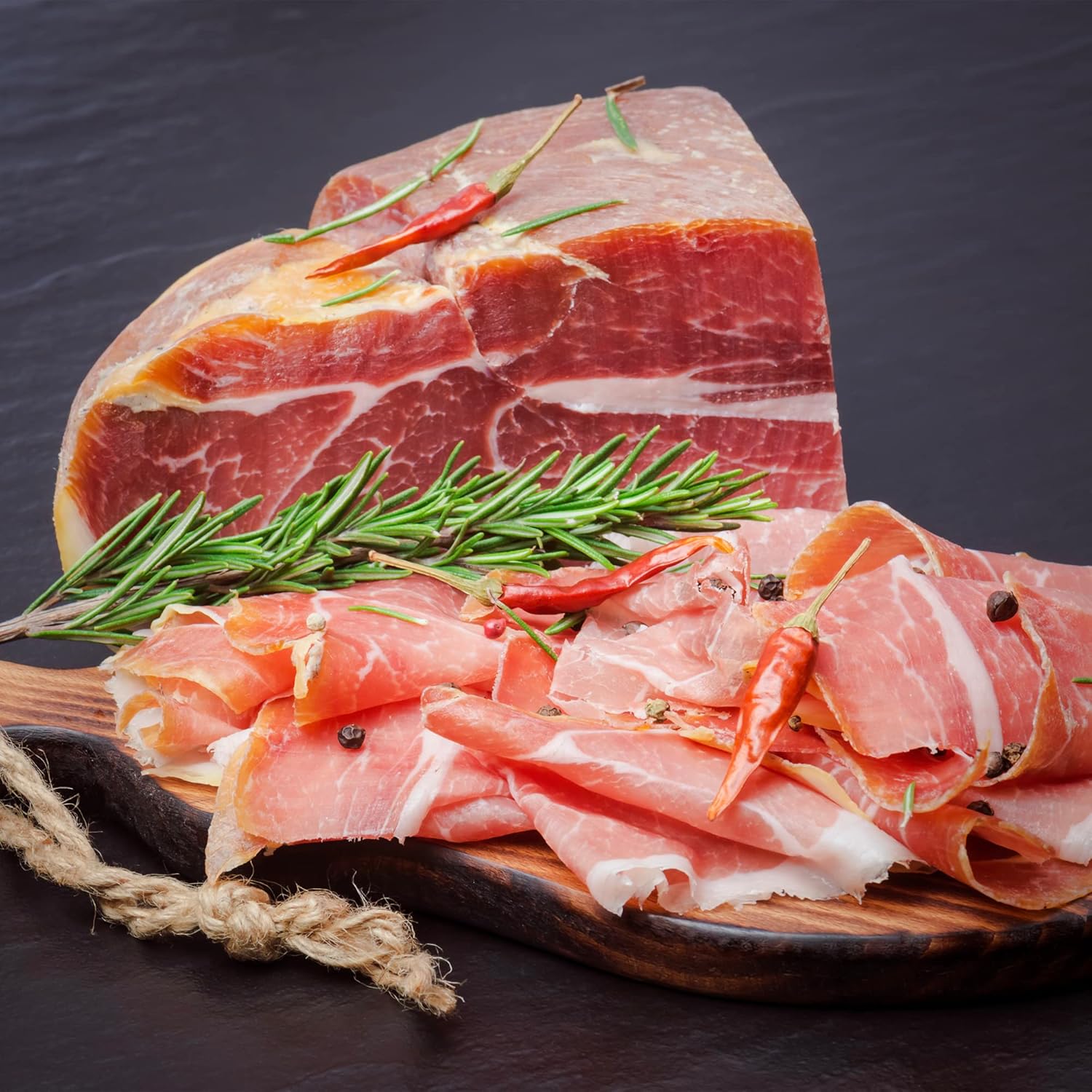 Serrano Schinken gereift ohne Knochen 1 Kg + Schinkenhalter & Schinkenmesser - Mini Spanischer Schinken Jamon Serrano