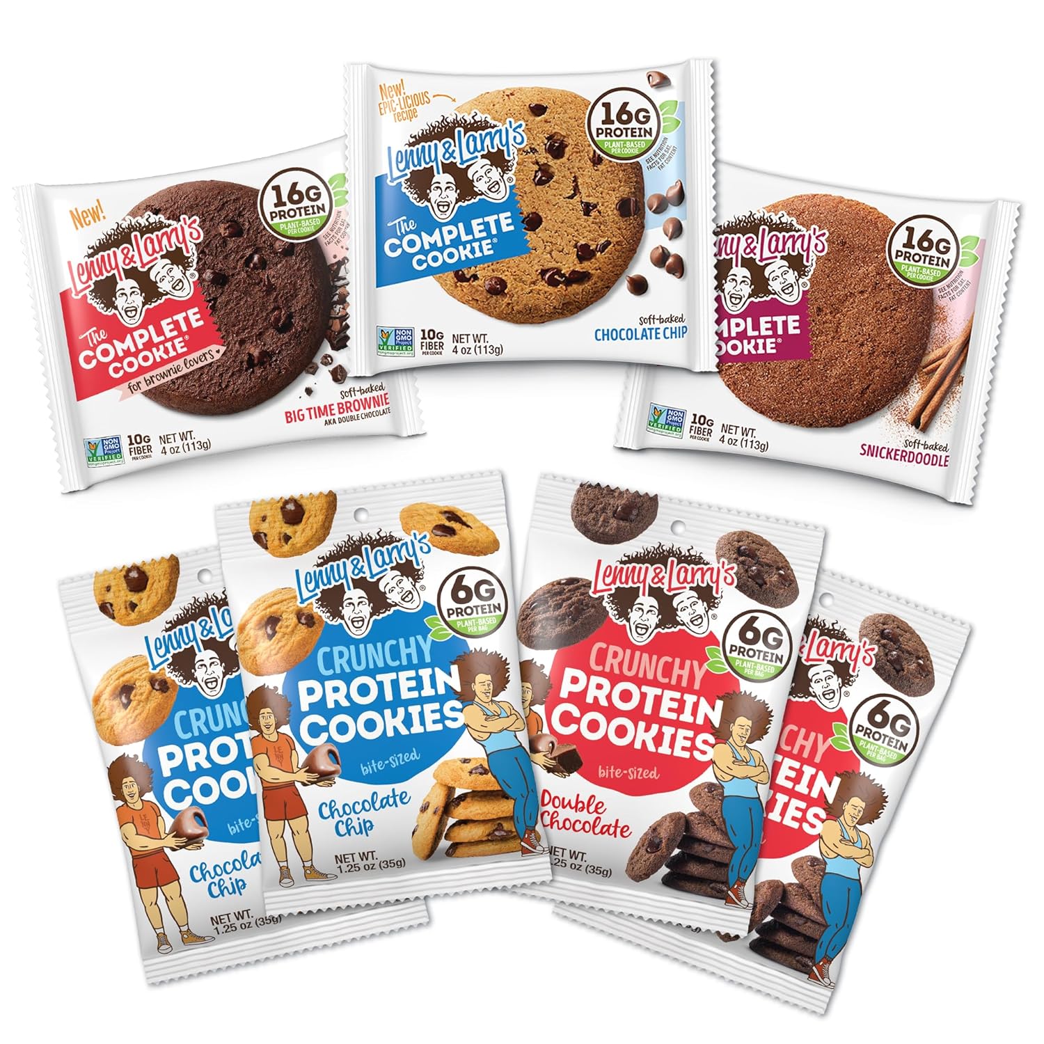 Lenny & Larry's Complete Protein Cookie, [8 Flavor Variety], Chewy Soft Baked, 16g Plant Protein, Vegan, Non-GMO, High Fiber, 4 Ounce Cookie (Pack of 16)