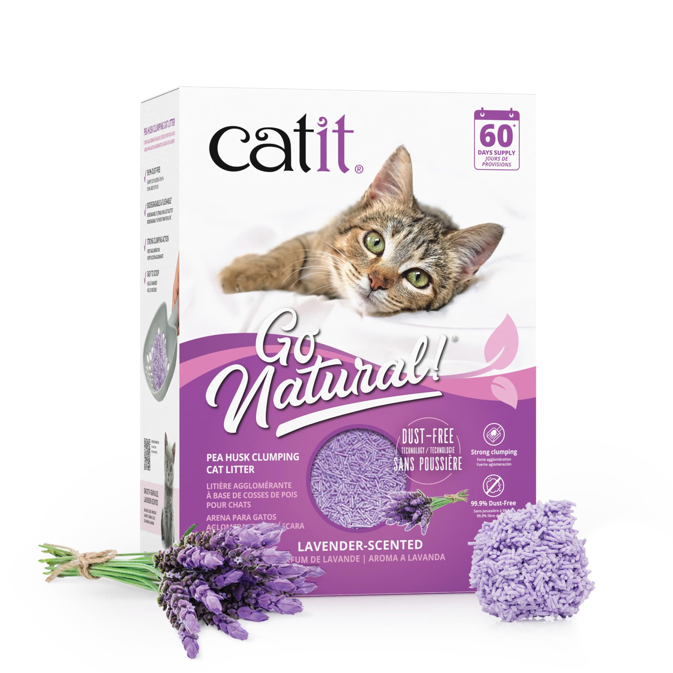 Catit Go Natural!, klumpende Katzenstreu, aus Erbsenhülsen, mit Vanilleduft, 2 x 2,8kg (5,6kg)