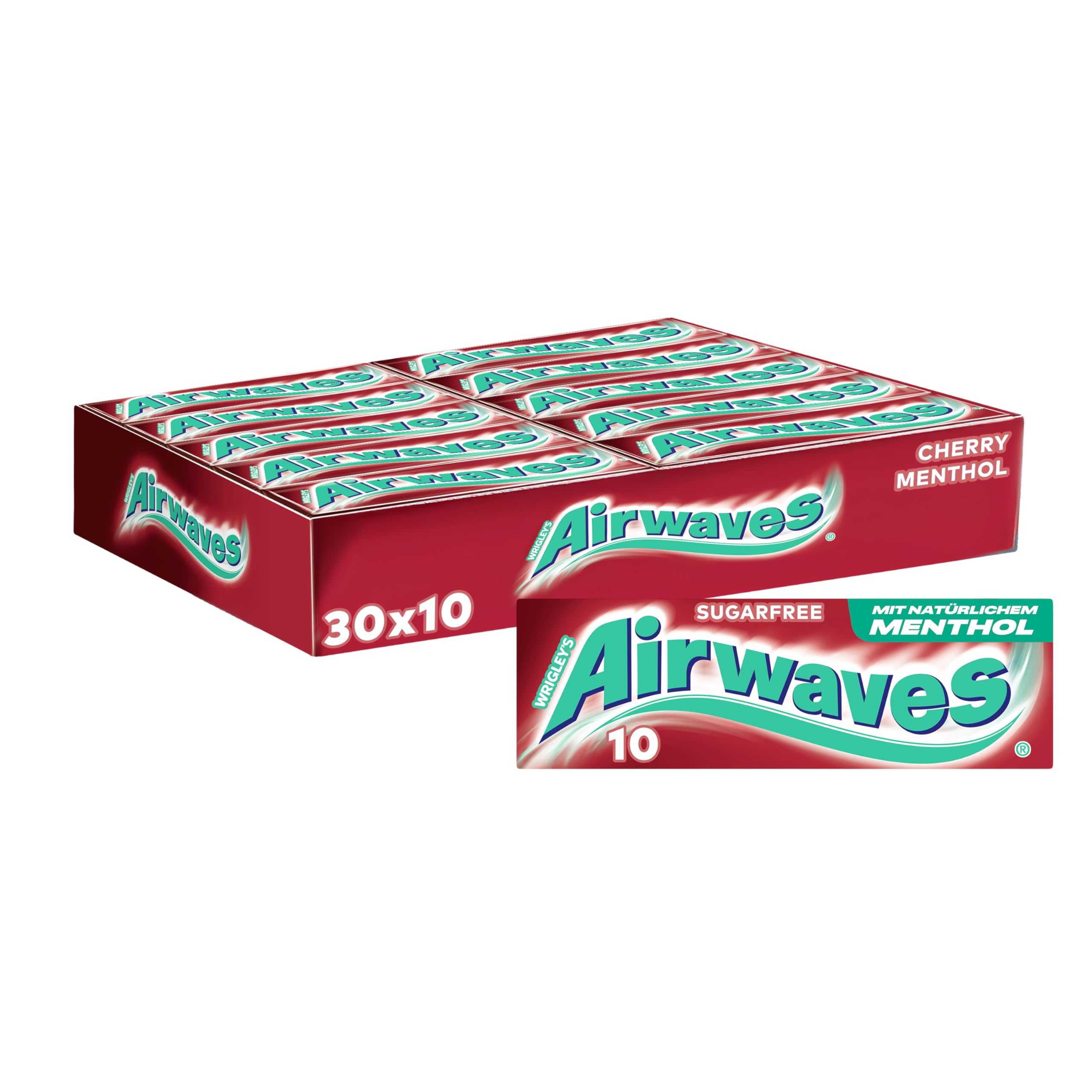 Airwaves Kaugummi Zuckerfrei, Strong, 30 x 10 Dragees, Großpackung Chewing Gum, Mit Natürlichem Menthol, Kaugummi ohne Zucker mit Minz Frische (300 Dragees)