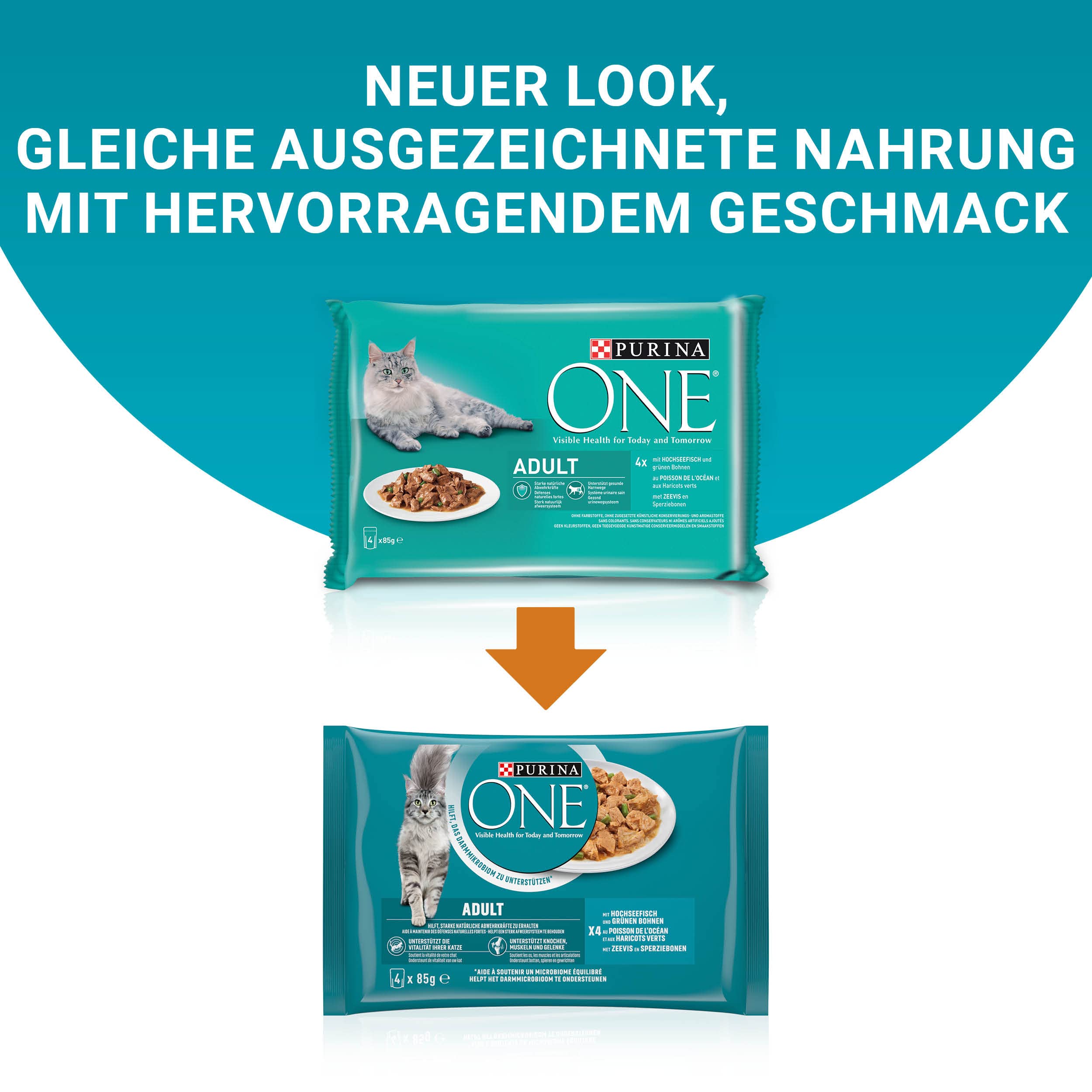 PURINA ONE Adult Katzenfutter nass, Sorten-Mix, 40er Pack (40 x 85g)