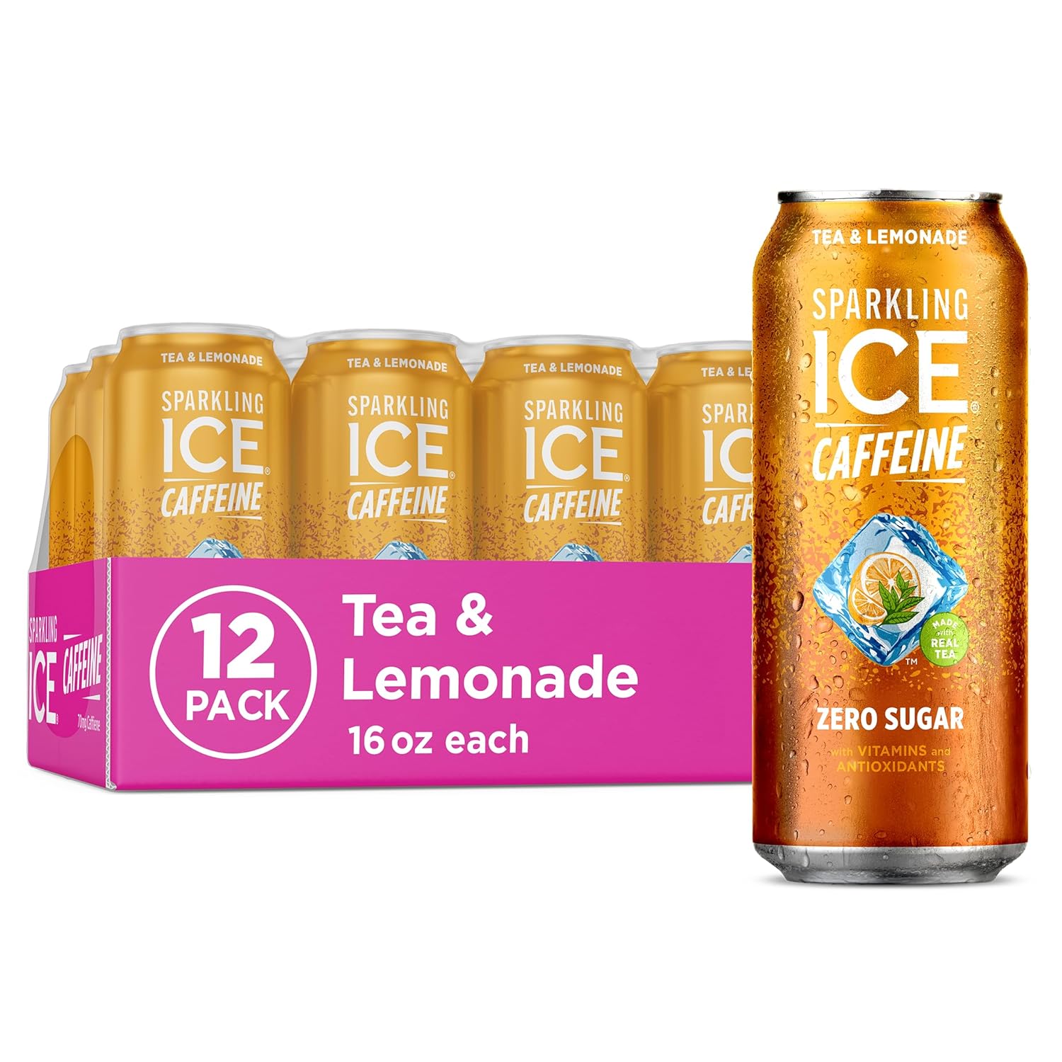 Sparkling Ice Caffeine Citrus Twist Sparkling Water with Caffeine, Zero Sugar, with Antioxidants and Vitamins,16 fl oz Cans (Pack Of 12)