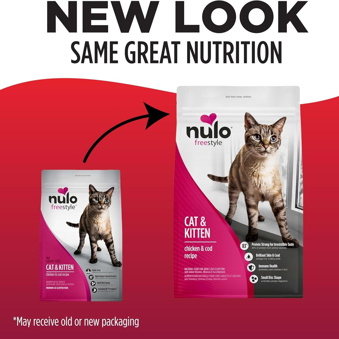 Nulo Freestyle High Protein Cat & Kitten Food, Chicken & Cod Recipe - Natural Grain-Free Dry Cat Food with Omega Fatty Acids & Probiotics, 4 lb Bag