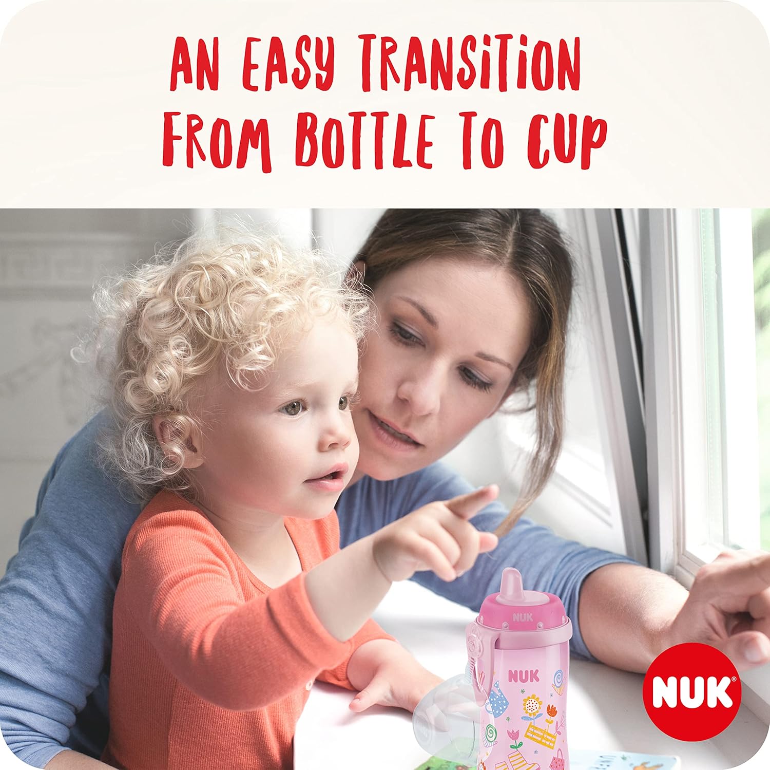 NUK Kiddy Cup Night Trinkbecher für Kleinkinder | 12+ Monate | 300 ml | Auslaufsicheres, verstärktes Mundstück | Leuchtet im Dunkeln | Clip & Schutzkappe | BPA-frei | Blau