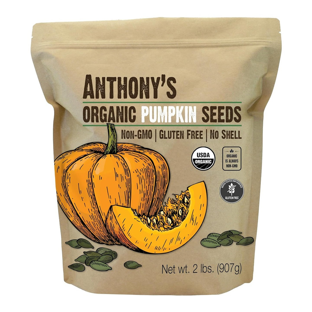 Anthony's Organic Pumpkin Seeds, 2 lb, Gluten Free, Non GMO, No Shell, Unsalted, Raw