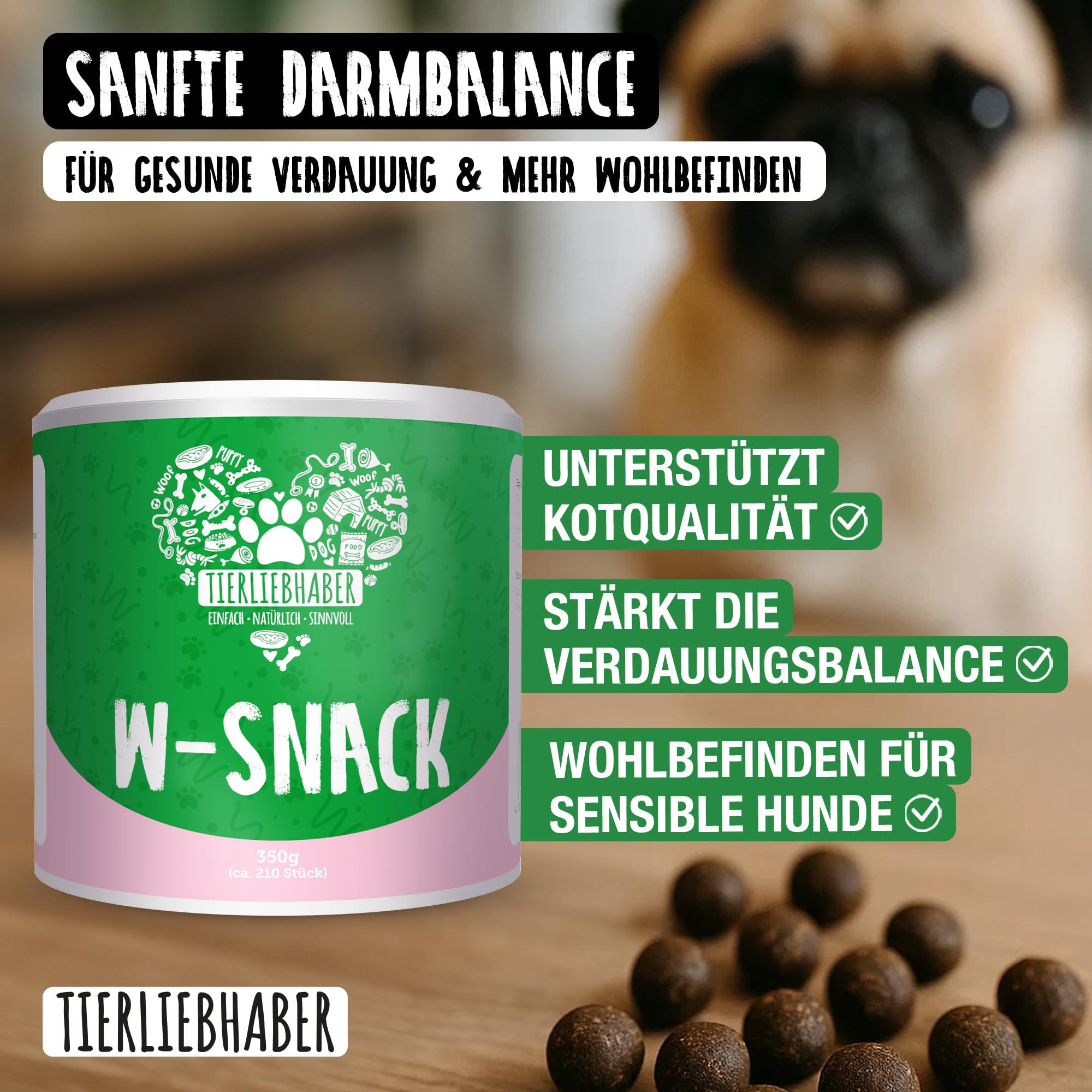 TIERLIEBHABER – Gras- & Kotfresser Drops bei Sodbrennen Hund mit Ulmenrinde für Hunde – Tierärztlich entwickelt – Hund Sodbrennen Drops angereichert mit Moor und Fenchel – 350 g mit ca. 160 Drops