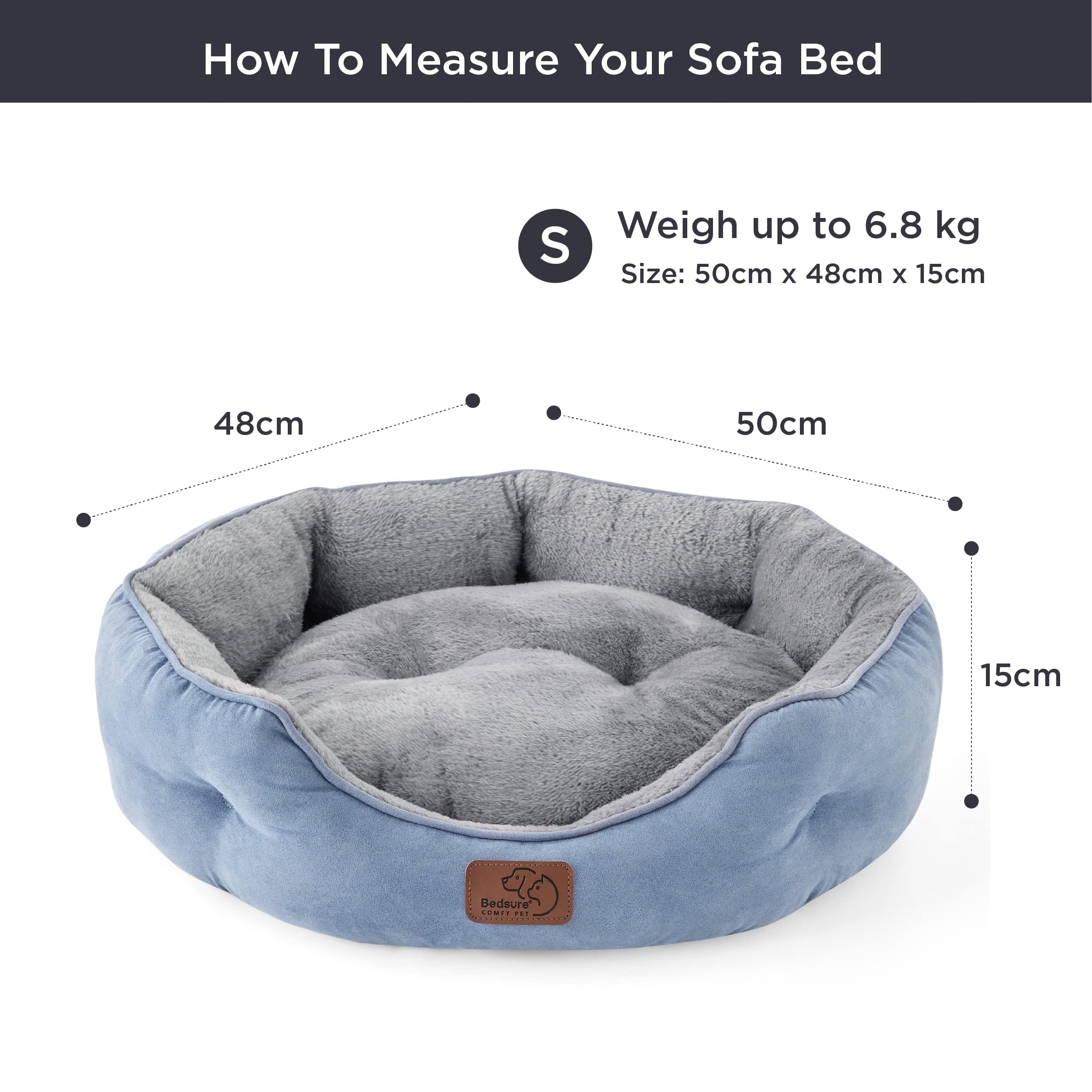BEDSURE Katzenbett waschbar Katzen Bettchen - 51x48x15cm Katzenkorb mit Zweiseitig Innenkissen Katzenschlafplatz für Katzen oder kleine Hunde,Grau