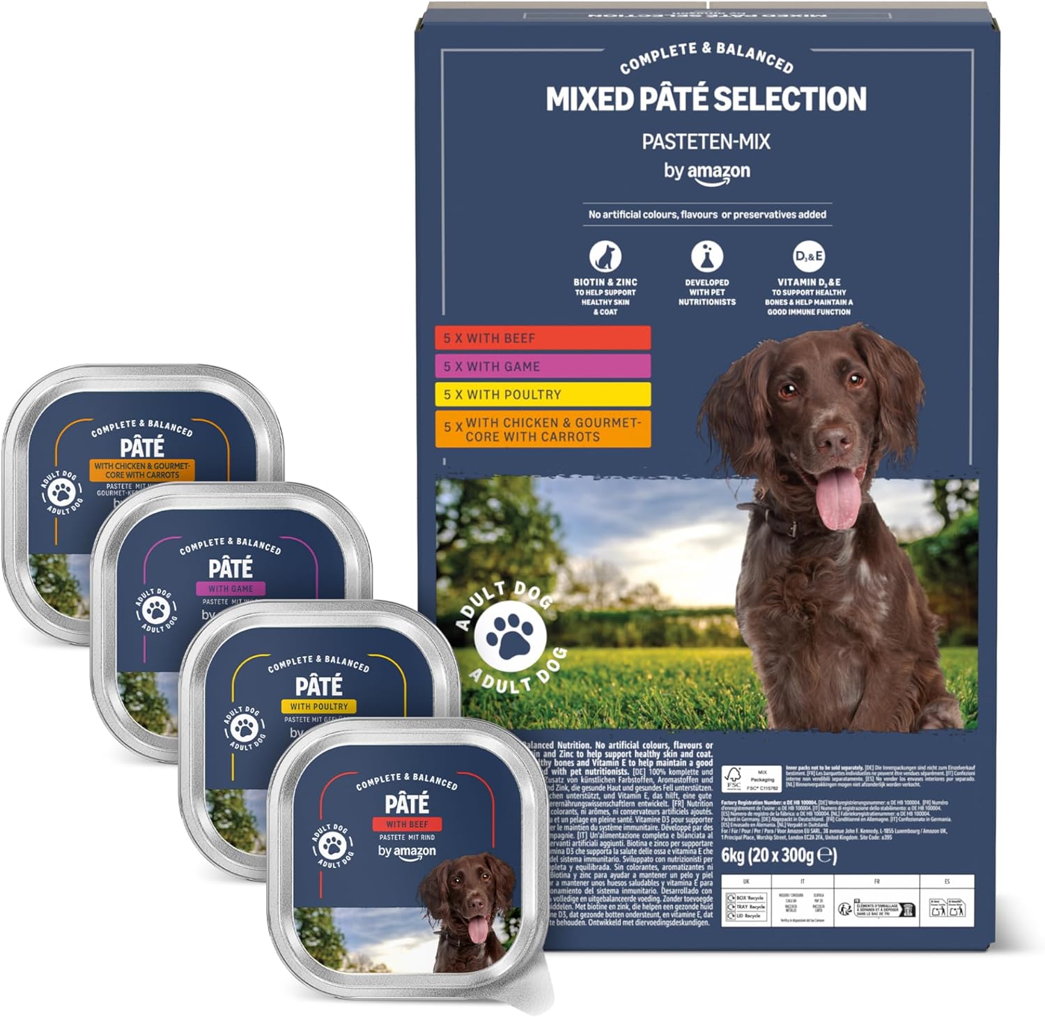 by Amazon Nassfutter für Hunde, Pastete Gemischt, 300g, 20er-Pack