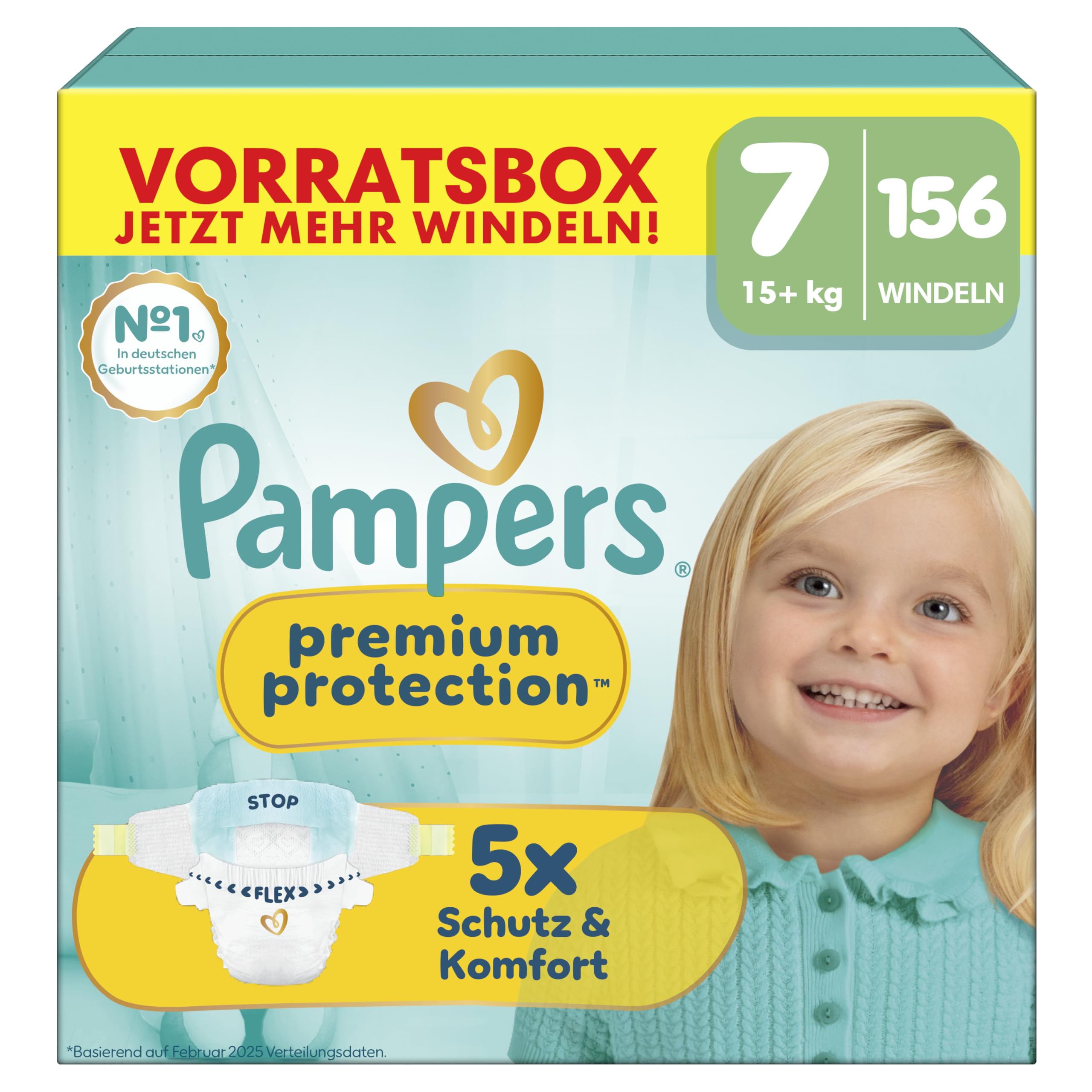 Pampers Premium Protection Größe 4, 186 Windeln, 9kg-14kg, unser Nr. 1 Haut- und Auslaufschutz