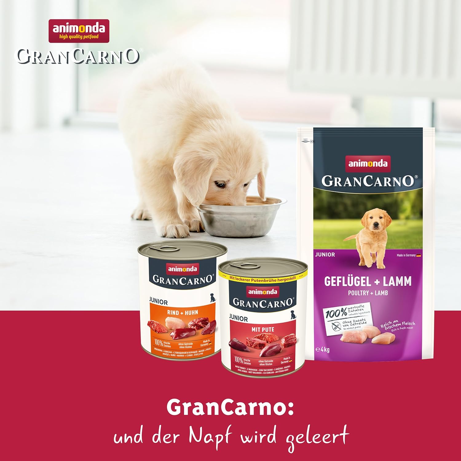 animonda GranCarno Adult Deftige Variation (6 x 800 g), Hundenassfutter für ausgewachsene Tiere, Nassfutter für Hunde mit 100% frischen, fleischlichen Zutaten, Hundefutter ohne Getreide