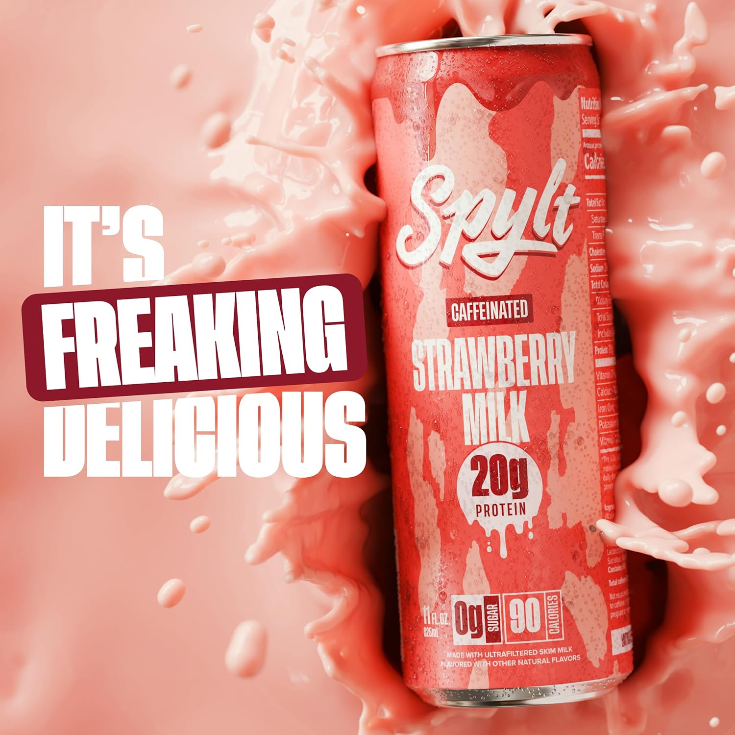 Spylt High Protein Vanilla Milkshake with 60mg Caffeine & 20g Protein - 90 Calories, Ready to Drink, Sugar Free, Lactose Free Milk, Perfect for Workout Recovery & Afternoon Pick Me Up - 12 Count