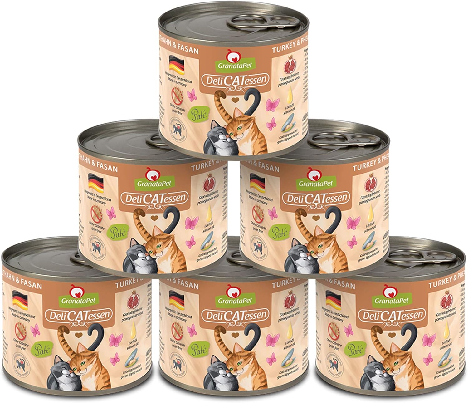GranataPet DeliCatessen Huhn PUR, Nassfutter für Katzen, Futter ohne Getreide & ohne Zuckerzusätze, Katzenfutter mit hohem Fleischanteil & hochwertigen Ölen, 6 x 400 g