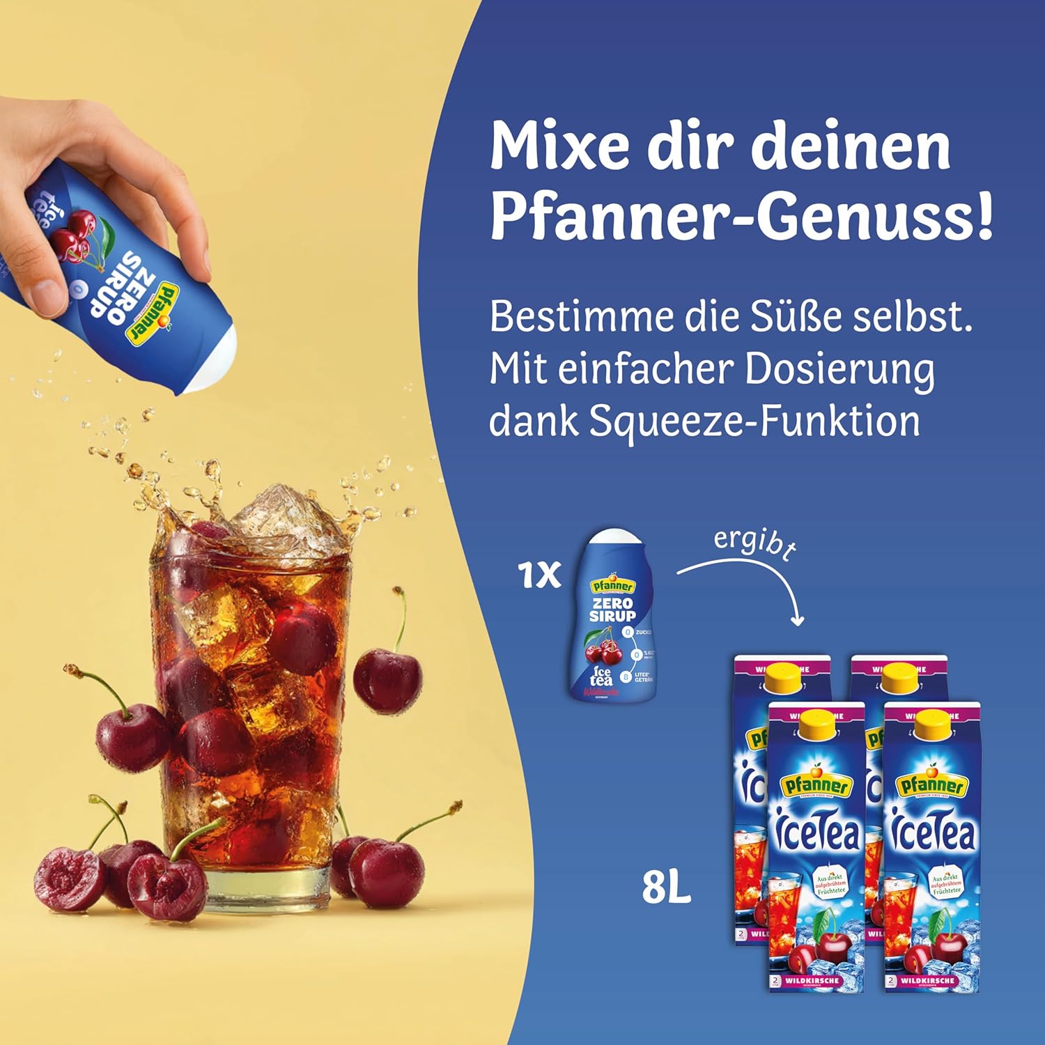Pfanner Zero Sirup Ice Tea Pfirsich (1 x 57 ml) – Zuckerfreier Getränkesirup für 8 L Eistee – kalorienfrei & ohne Zucker – Pfanner Eistee Geschmack