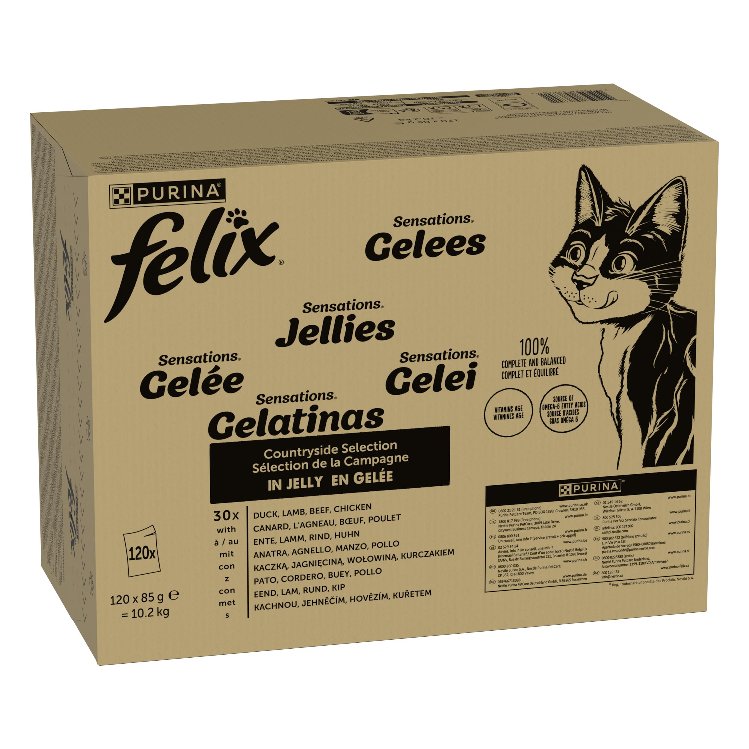 Felix Katzenfutter nass in Gelee, Sorten-Mix, 120er Pack (120 x 85g)