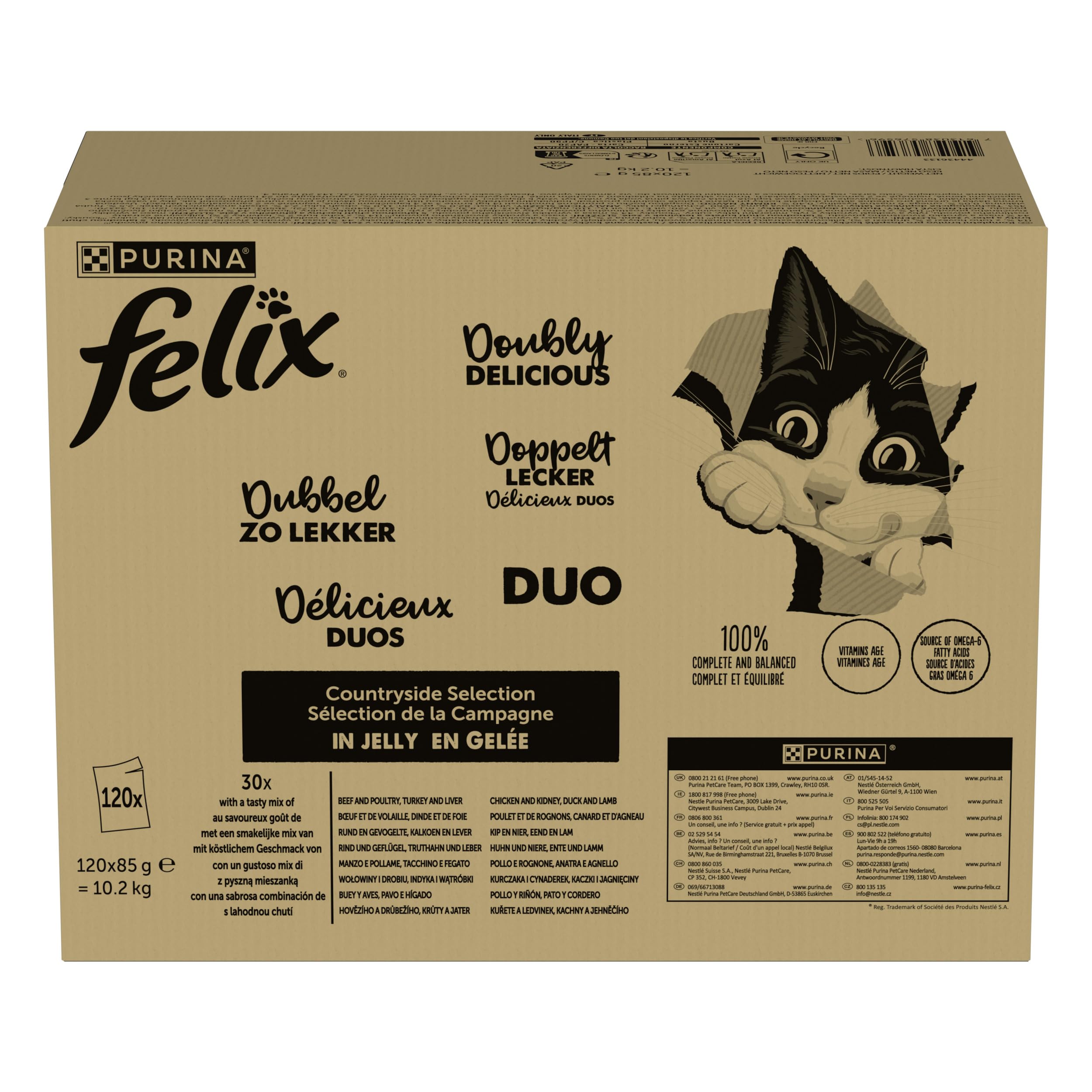 Felix Katzenfutter nass in Gelee, Sorten-Mix, 120er Pack (120 x 85g)