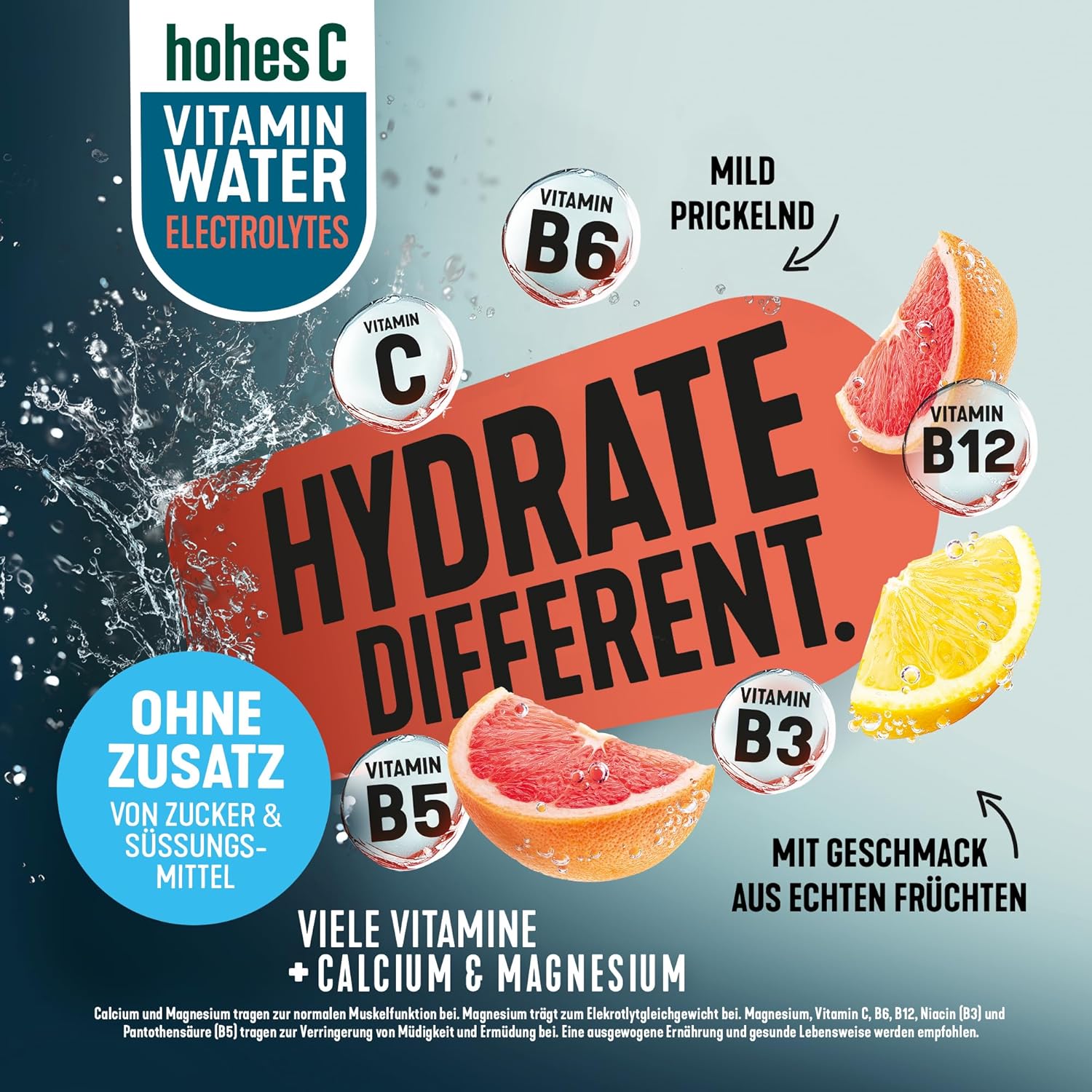 hohes C Vitamin Water Protect Limette & Ingwer (6 x 750ml), für dein Immunsystem: Vitamin C, D, E + Zink, gegen oxidativen Stress, nur 6kcal/100ml, ohne Zuckerzusatz & Süßungsmittel, vegan
