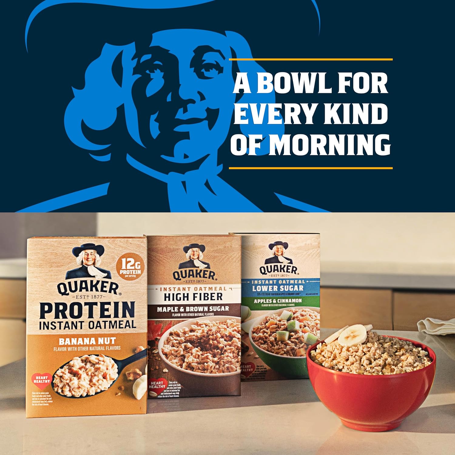 Quaker Instant Oatmeal, 2-Flavor Gluten-Free Variety Pack, 32 Count