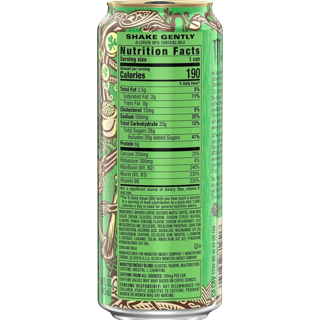 Java Monster Irish Crème, Coffee + Energy Drink, 15 Ounce | Pack of 12