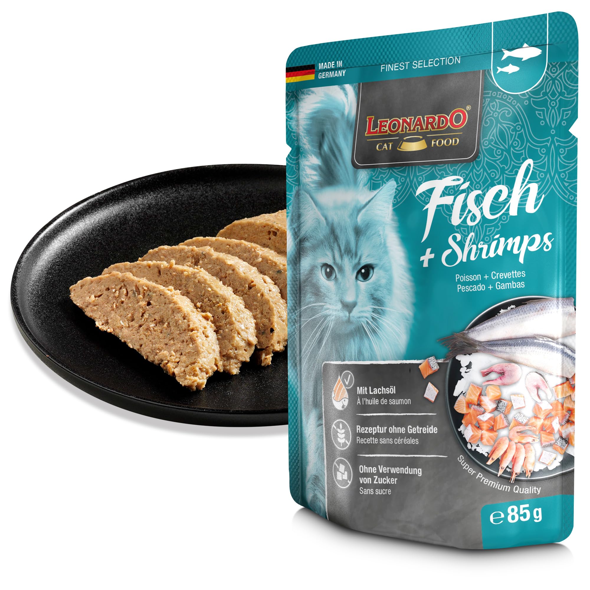 LEONARDO Frischebeutel [16x85g Kaninchen + Cranberries] | Getreidefreies Nassfutter für Katzen | Feuchtfutter Alleinfutter im Einzelportionsbeutel