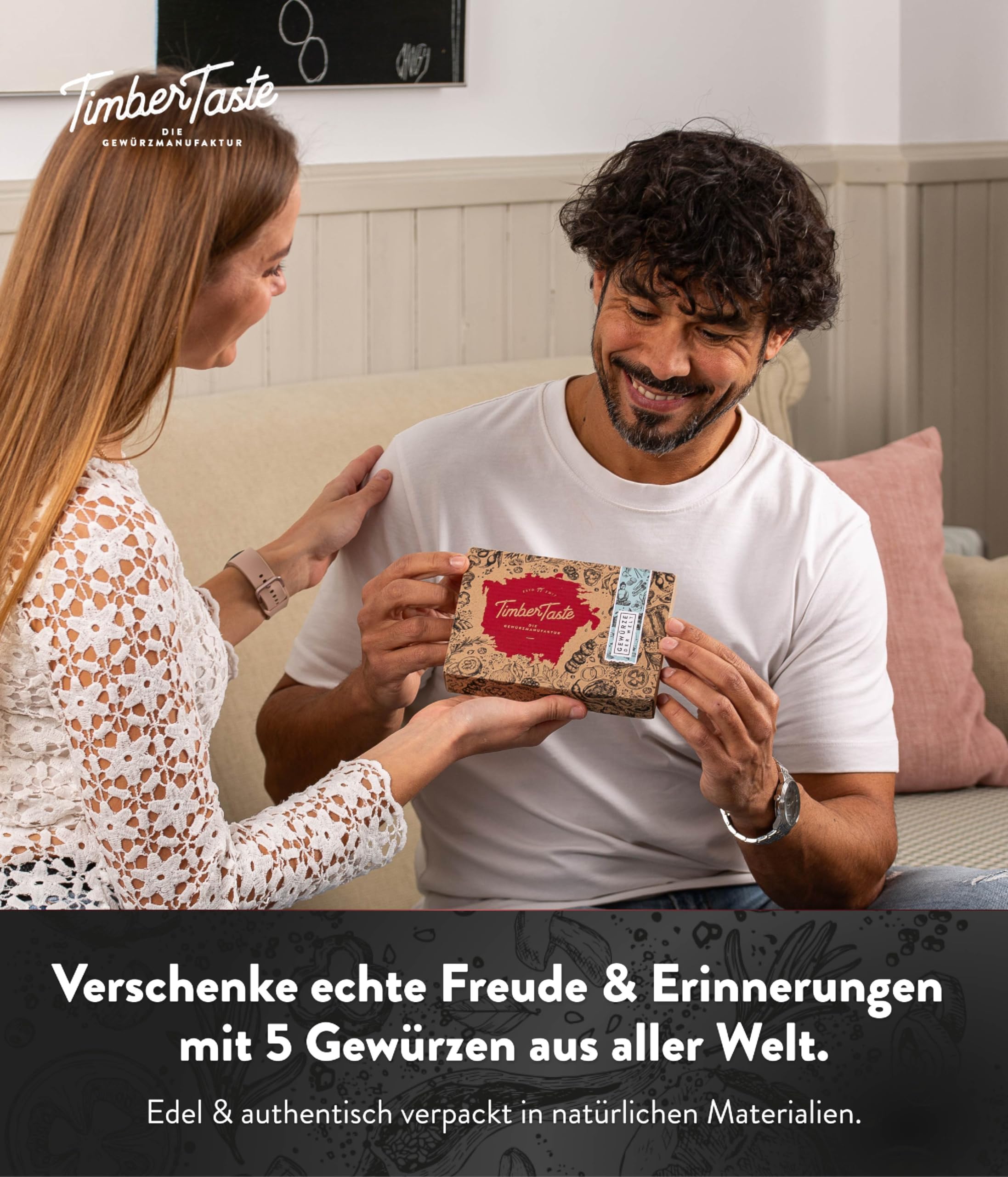 TIMBER TASTE® Grillgewürze Geschenkset - 5 premium BBQ Gewürze Rubs & Marinaden in edler Geschenkbox | Geschenke für Männer | Vatertag Geschenk | Gewürze Geschenkset ideal zum Grillen Geschenk Set