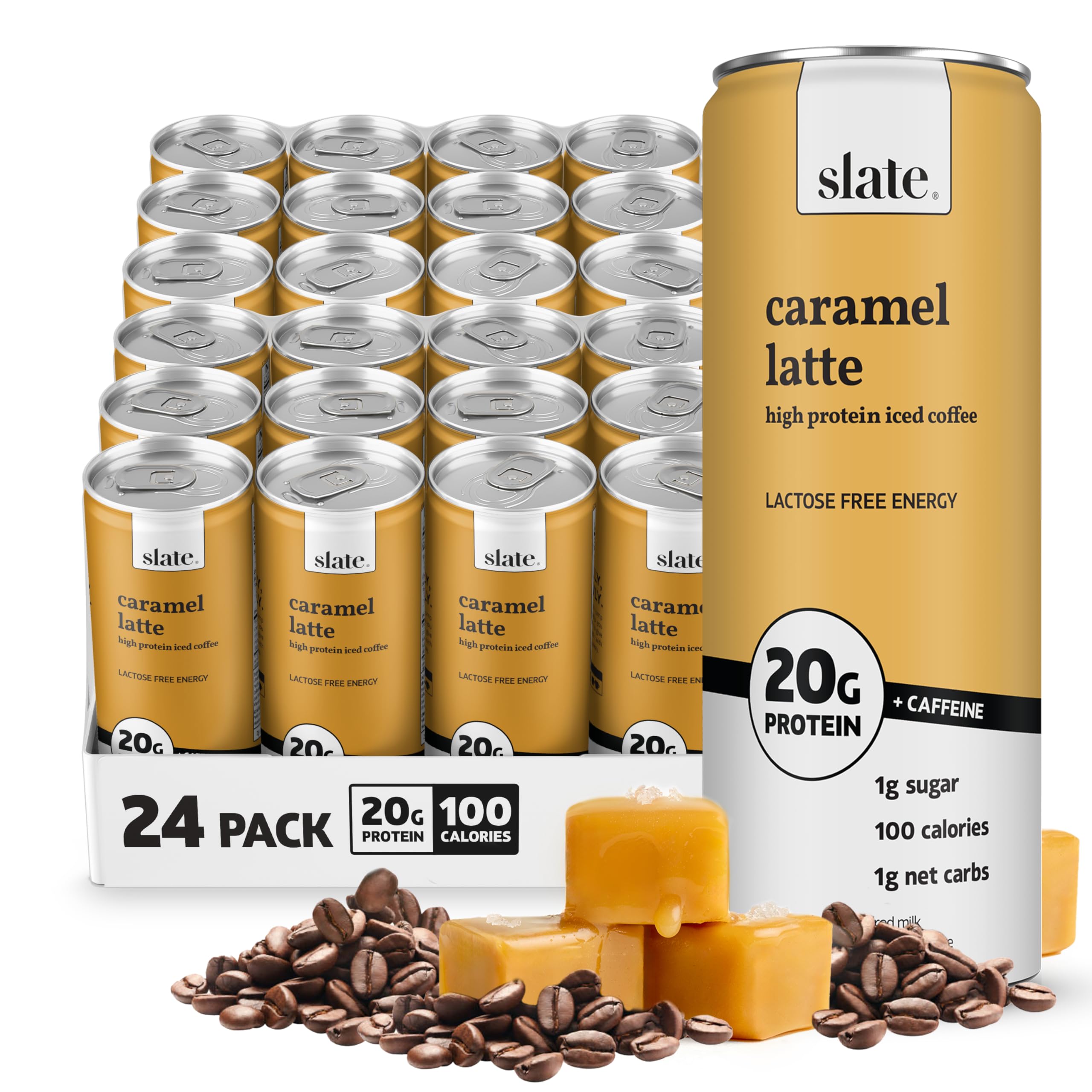 Slate Milk - High Protein Milkshake - French Vanilla - Lactose-Free, 20g Protein, 1g Sugar, 100 Calories, 1g Net Carbs, No Added Sugar - Natural, Breakfast Boost, Post Workout - 11 fl oz, 12 Cans
