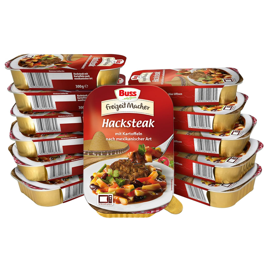 Buss Freizeitmacher Traditioneller Grünkohl Eintopf mit Kartoffeln und Mettenden - Fertiggerichte zum Aufwärmen in Mikrowelle & Topf - Schnell & Einfach Zubereitet - 12 x 300g