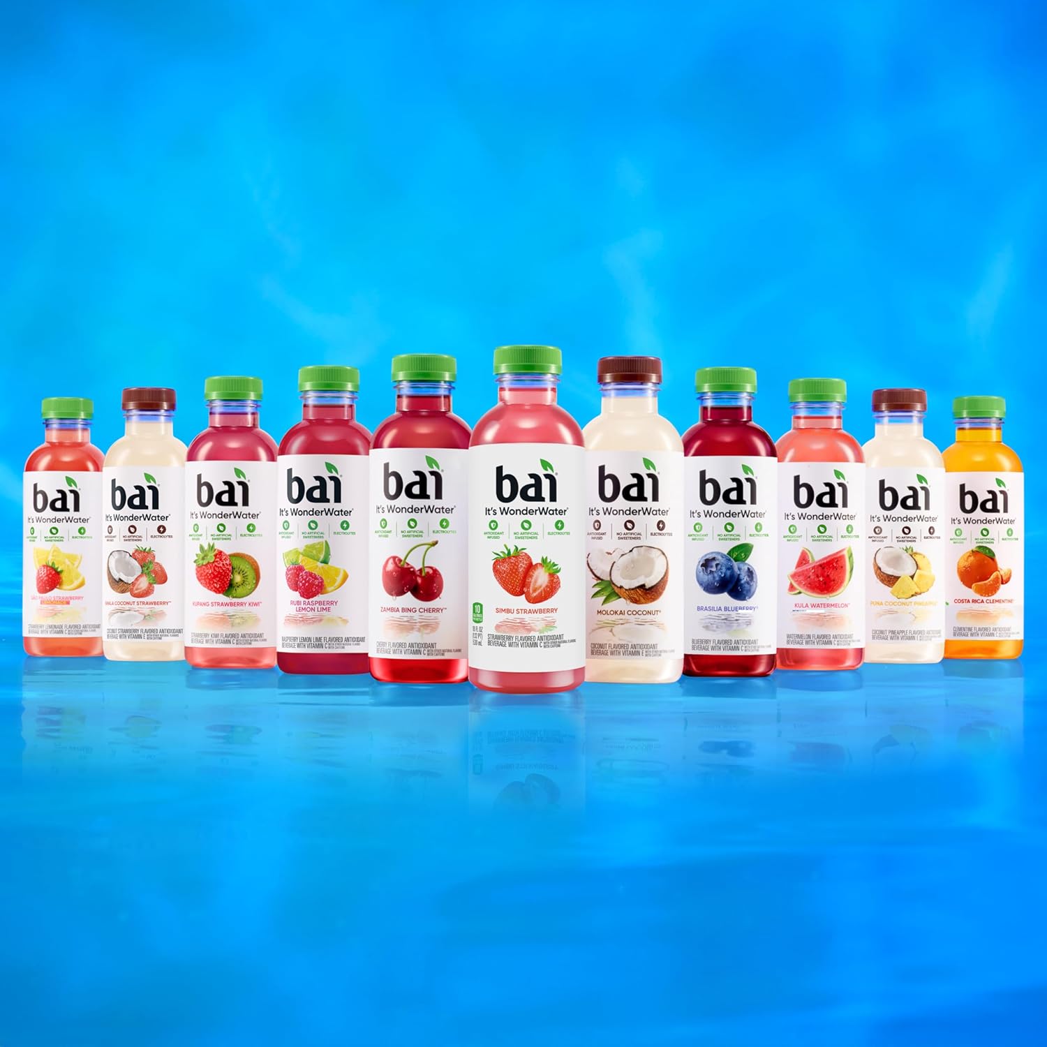 Bai Antioxidant Infused Water Beverage, Molokai Coconut, with Vitamin C and No Artificial Sweeteners, 18 Fluid Ounce Bottle, 12 Pack