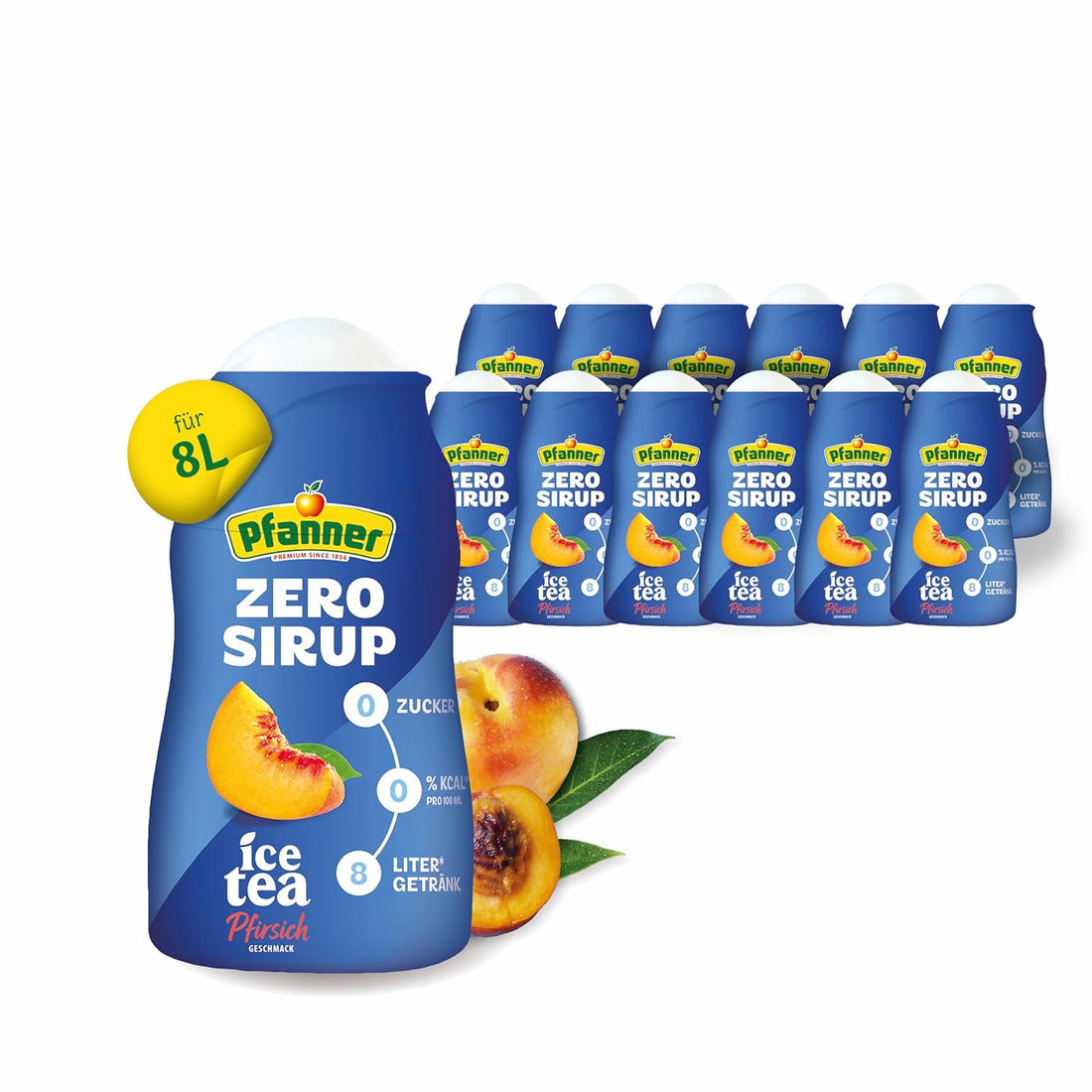 Pfanner Zero Sirup Ice Tea Pfirsich (1 x 57 ml) – Zuckerfreier Getränkesirup für 8 L Eistee – kalorienfrei & ohne Zucker – Pfanner Eistee Geschmack