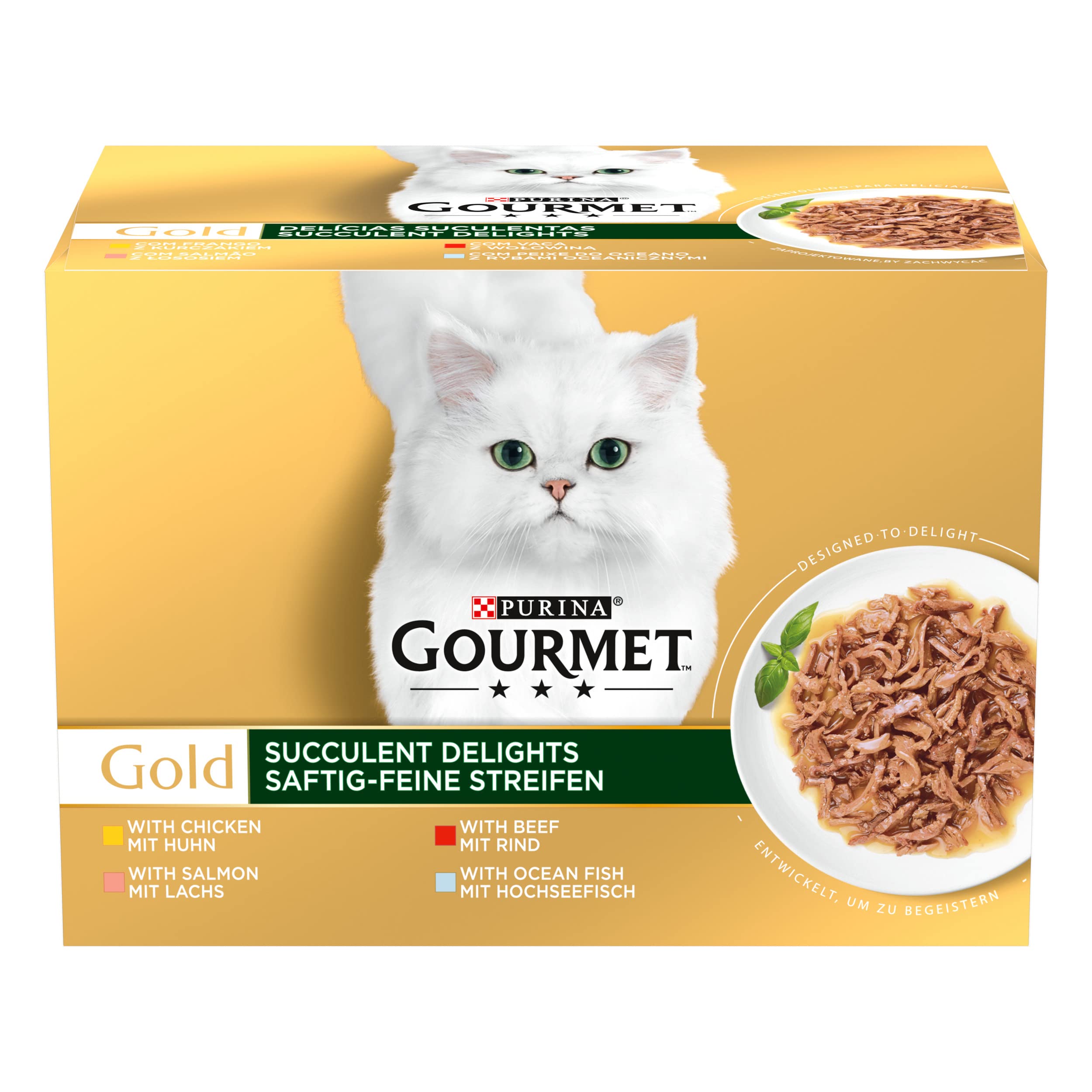 Gourmet Gold Raffiniertes Ragout Katzenfutter nass, Sorten-Mix, 96er Pack (96 x 85g)