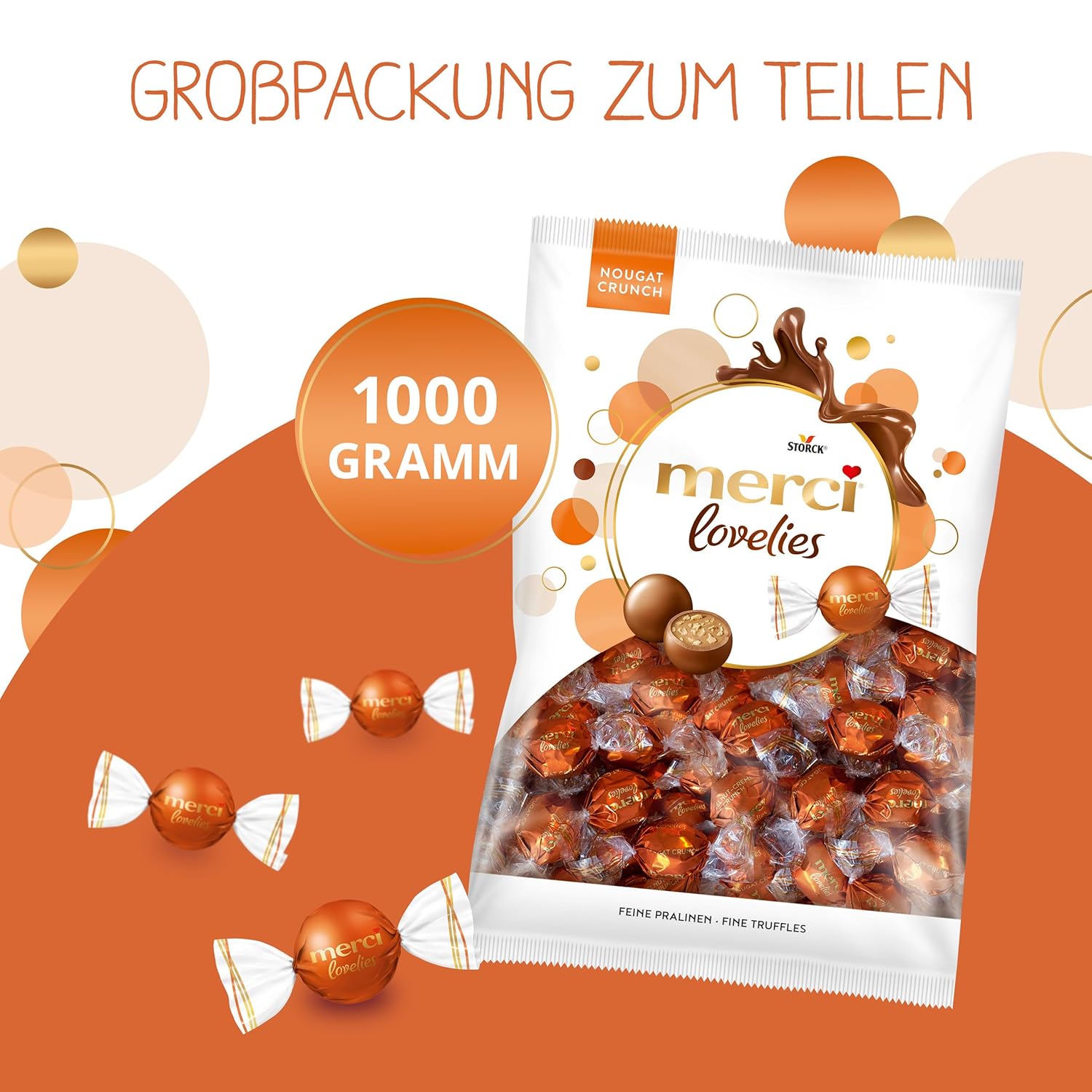 merci lovelies Classic – 1 x 185 g – Pralinen-Schachtel mit 5 gefüllten Schokoladen-Spezialitäten – Schokokugeln zum Teilen & Verschenken