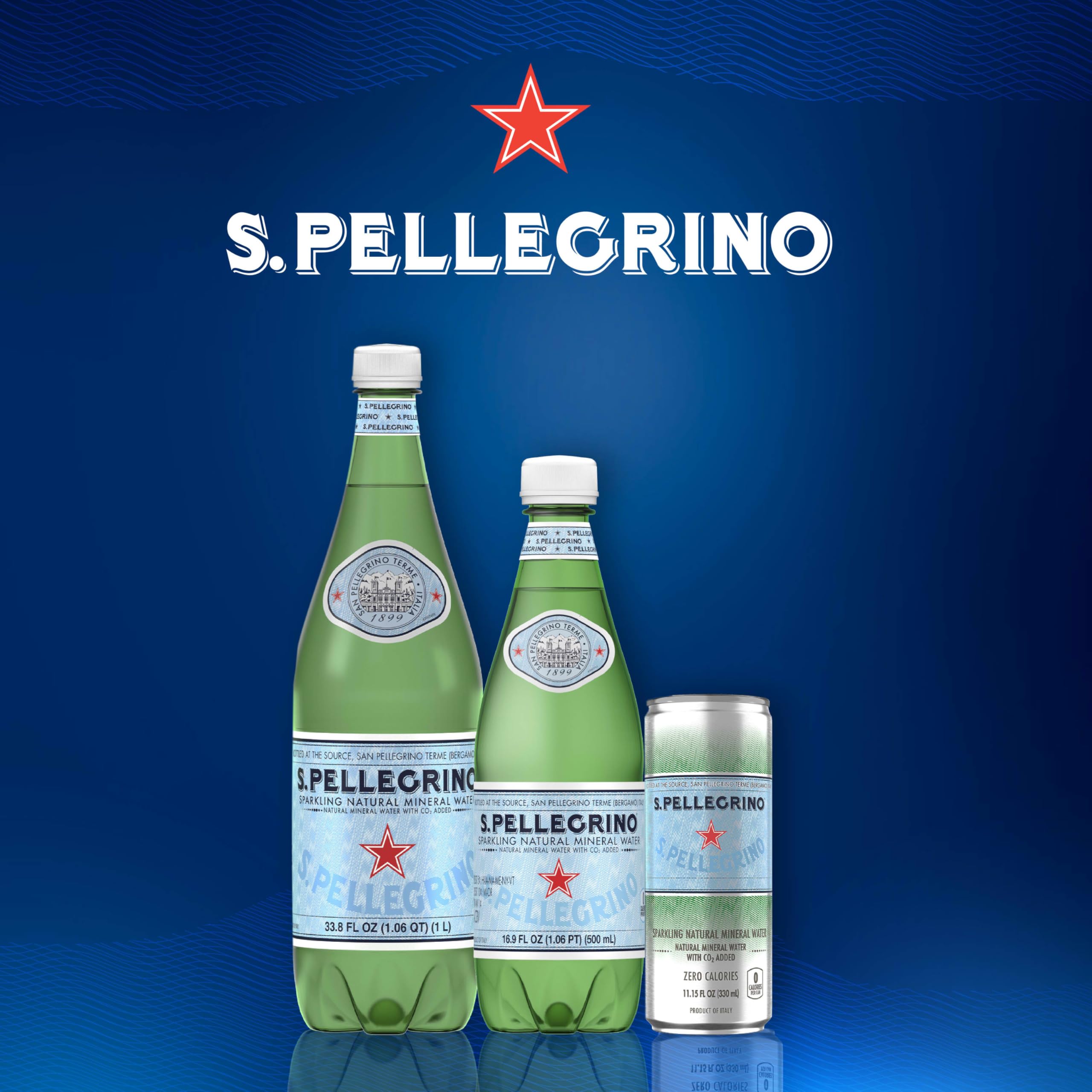 S.Pellegrino Sparkling Natural Mineral Water, 33.8 fl oz. Plastic Bottles (Pack of 12)