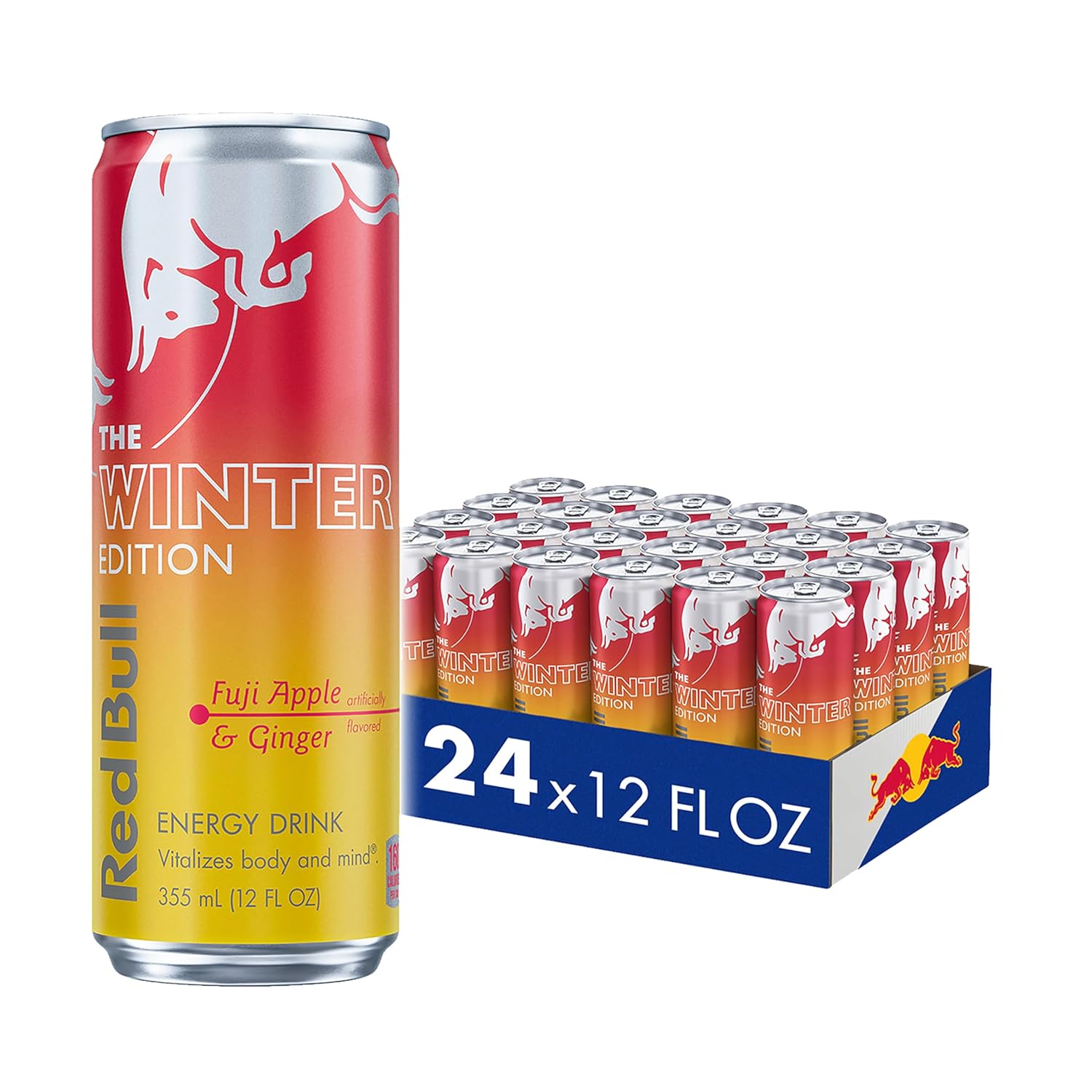 Red Bull Fuji Apple and Ginger Winter Edition Energy Drink, with 80mg Caffeine plus Taurine & B Vitamins, 8.4 Fl Oz, Pack of 24 Cans