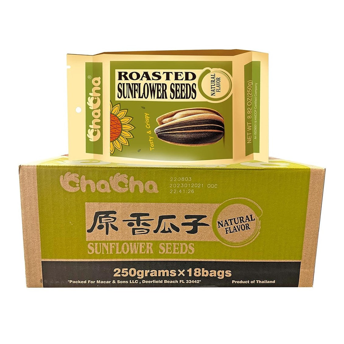Chacha Sunflower Roasted and Salted Seeds (All Natural) 250g X 18 bags