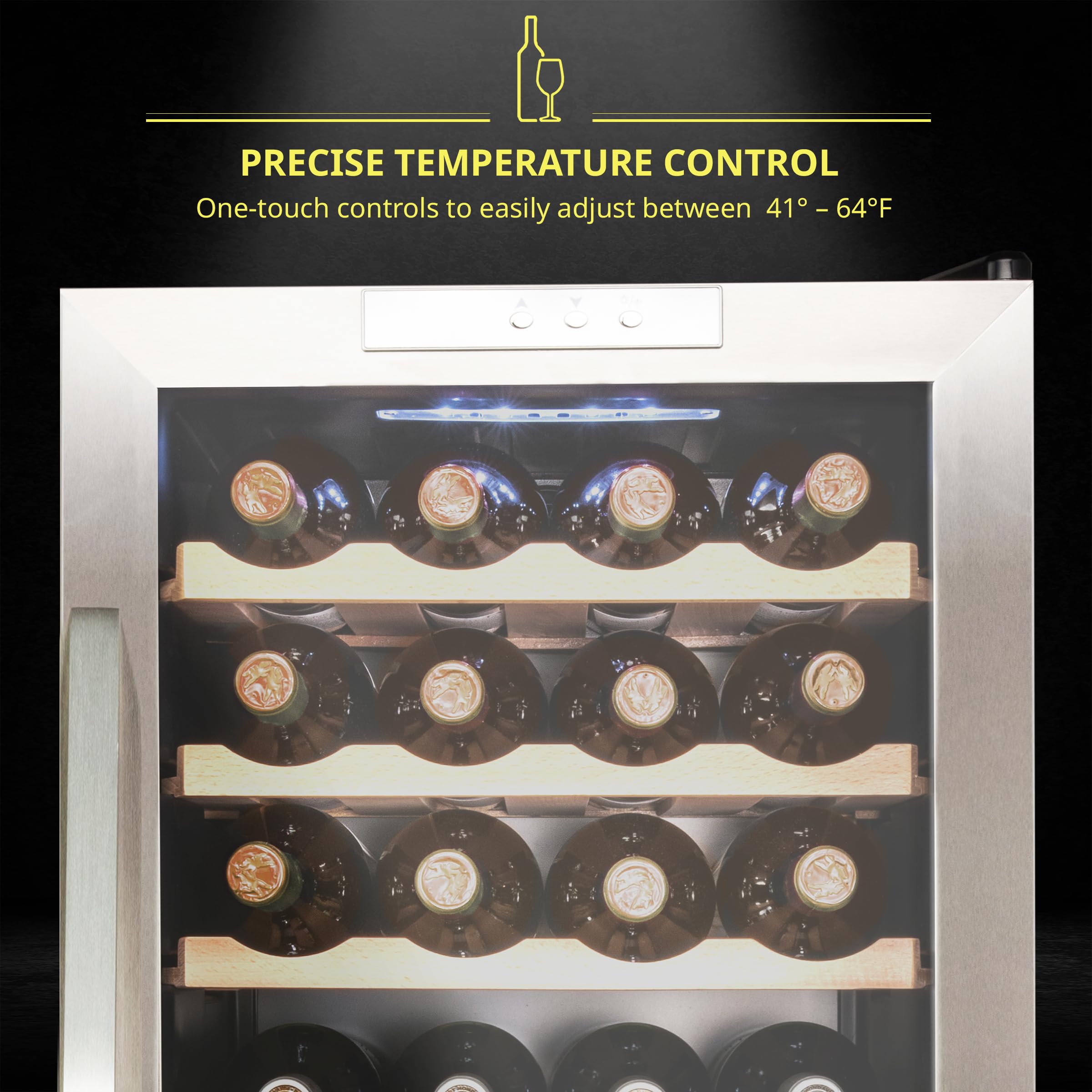 SCHMECKE 28 Bottle Compressor Wine Cooler Refrigerator w/Lock - Large Freestanding Wine Cellar - 41f-64f Digital Temperature Control Wine Fridge For Red, White, Champagne or Sparkling Wine - Black