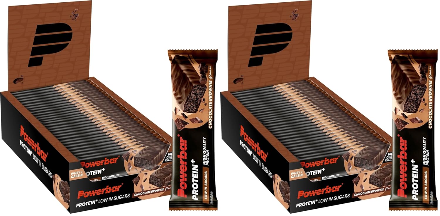 Powerbar - Protein Plus - Low Sugar - Chocolate-Brownie - 30x35g - Riegel mit nur 107 Kcal - Fitnessriegel mit Ballaststoffen