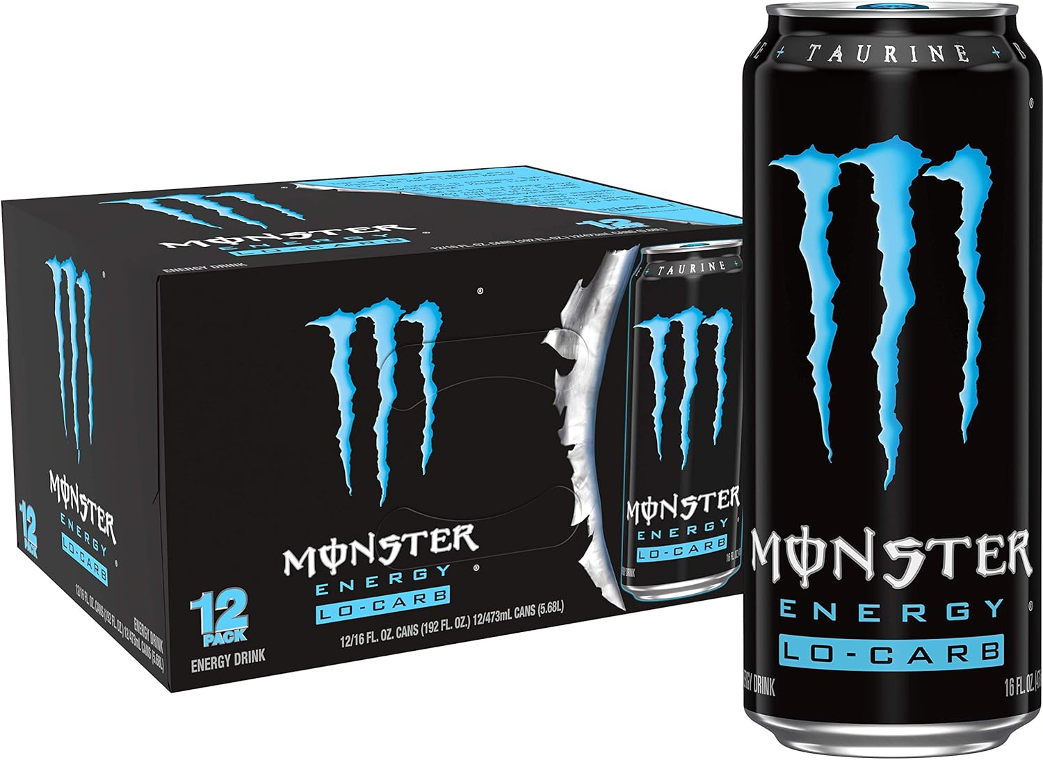 Monster Energy, Lo-Carb Monster, Low Carb Energy Drink, 16 Ounce | Pack of 15