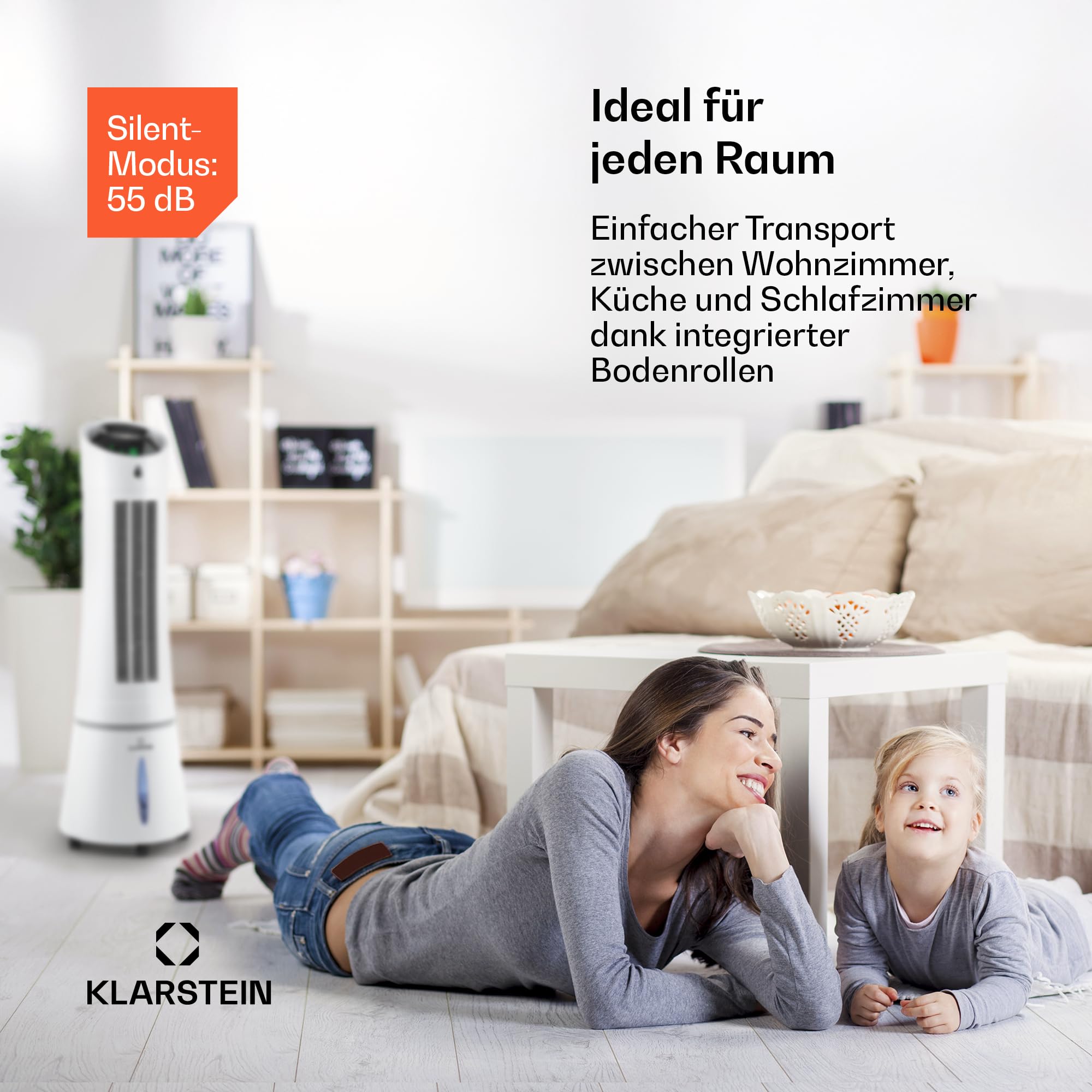 Klarstein Luftkühler mit Wasserkühlung, 5-in-1 Verdunstungskühler, Luftbefeuchter, Ventilator, Luftreiniger & Nachtmodus, Mobile Klimageräte Luftkühler 6L, 45 Watt Air Cooler, 180 m³/h Luftstrom