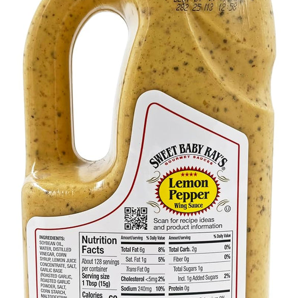 Sweet Baby Ray's Award Winning Sauce | Lemon Pepper Flavor | 64 oz Bottle | Kosher | Gluten Free | Made in the USA