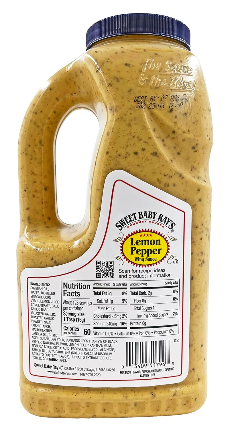 Sweet Baby Ray's Award Winning Sauce | Lemon Pepper Flavor | 64 oz Bottle | Kosher | Gluten Free | Made in the USA