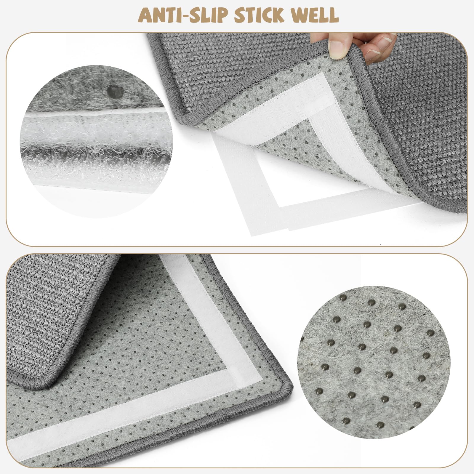Graciadeco 2 Kratzmatte Katze Wand Sisal Teppich, 60 x 40cm Katzen Kratzbrett Natürlich Katzenkratzbretter, Katzenteppich Sisalmatte Kratzecke für Schützt Möbel, Sofas & Teppiche grau