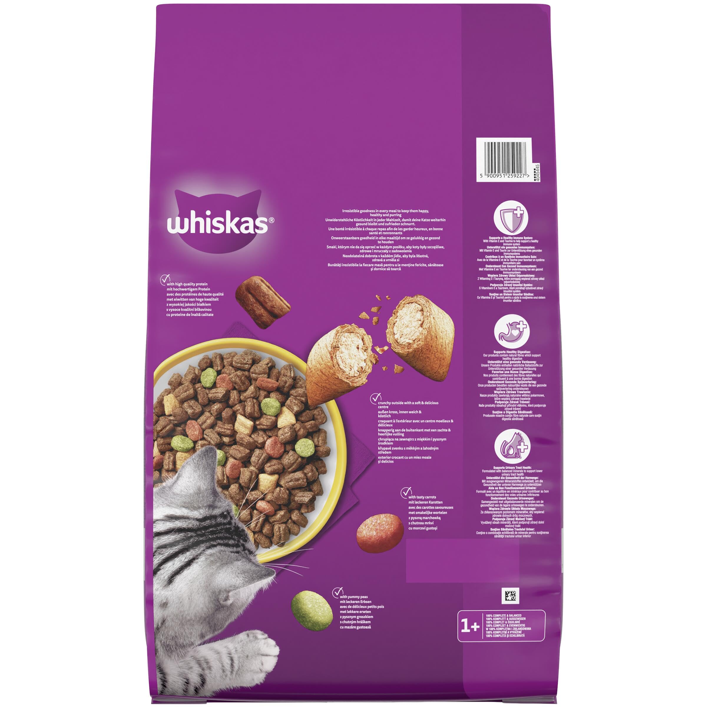 WHISKAS Trockenfutter für ausgewachsene Katzen 7kg mit Huhn